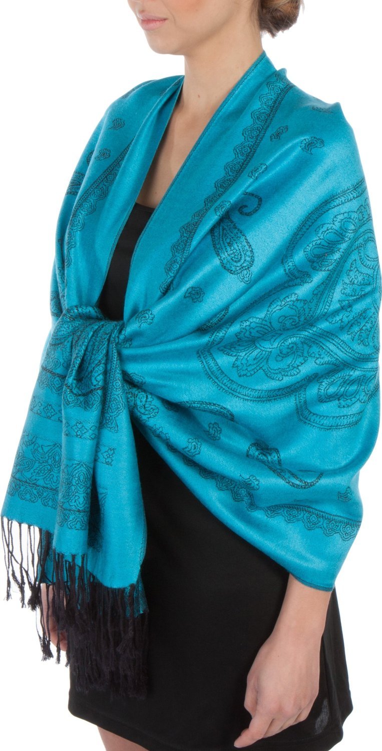 Sakkas Lightweight Two Tone Paisley Design Pashmina Fringe Scarf / Stole / Wrap - Concordia Style Boutique