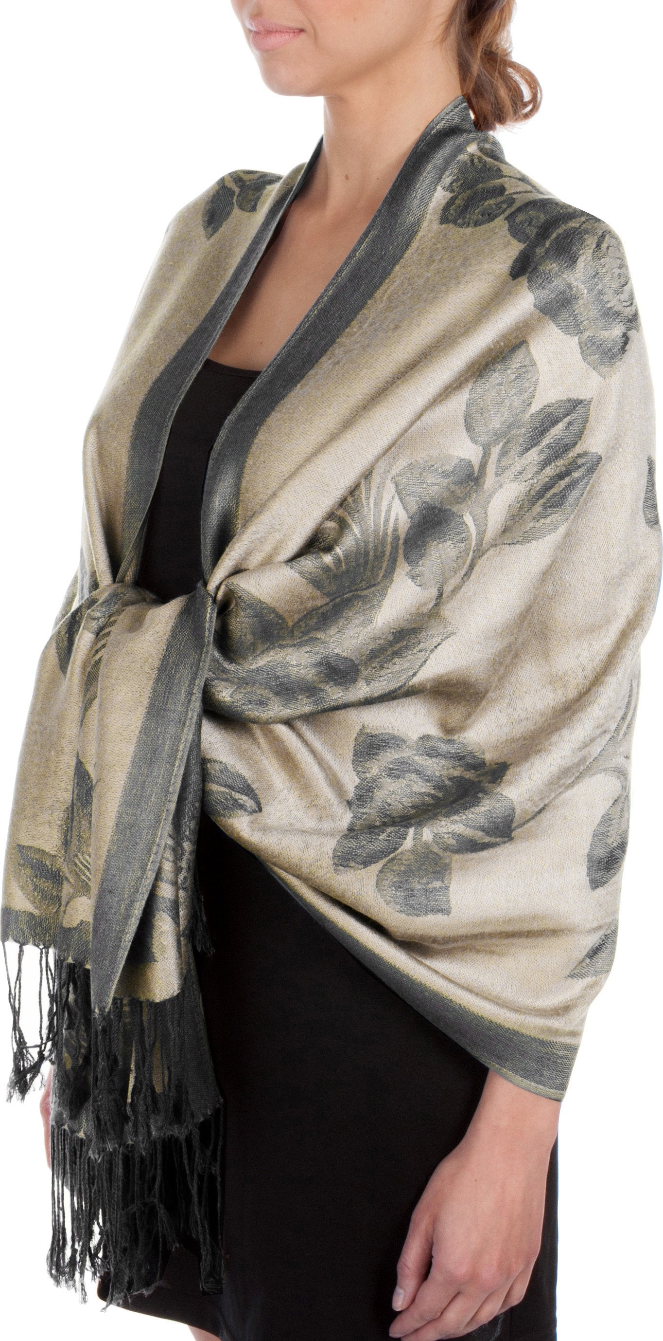 Sakkas Two Tone Rose Pashmina Scarf / Stole / Wrap - Concordia Style Boutique