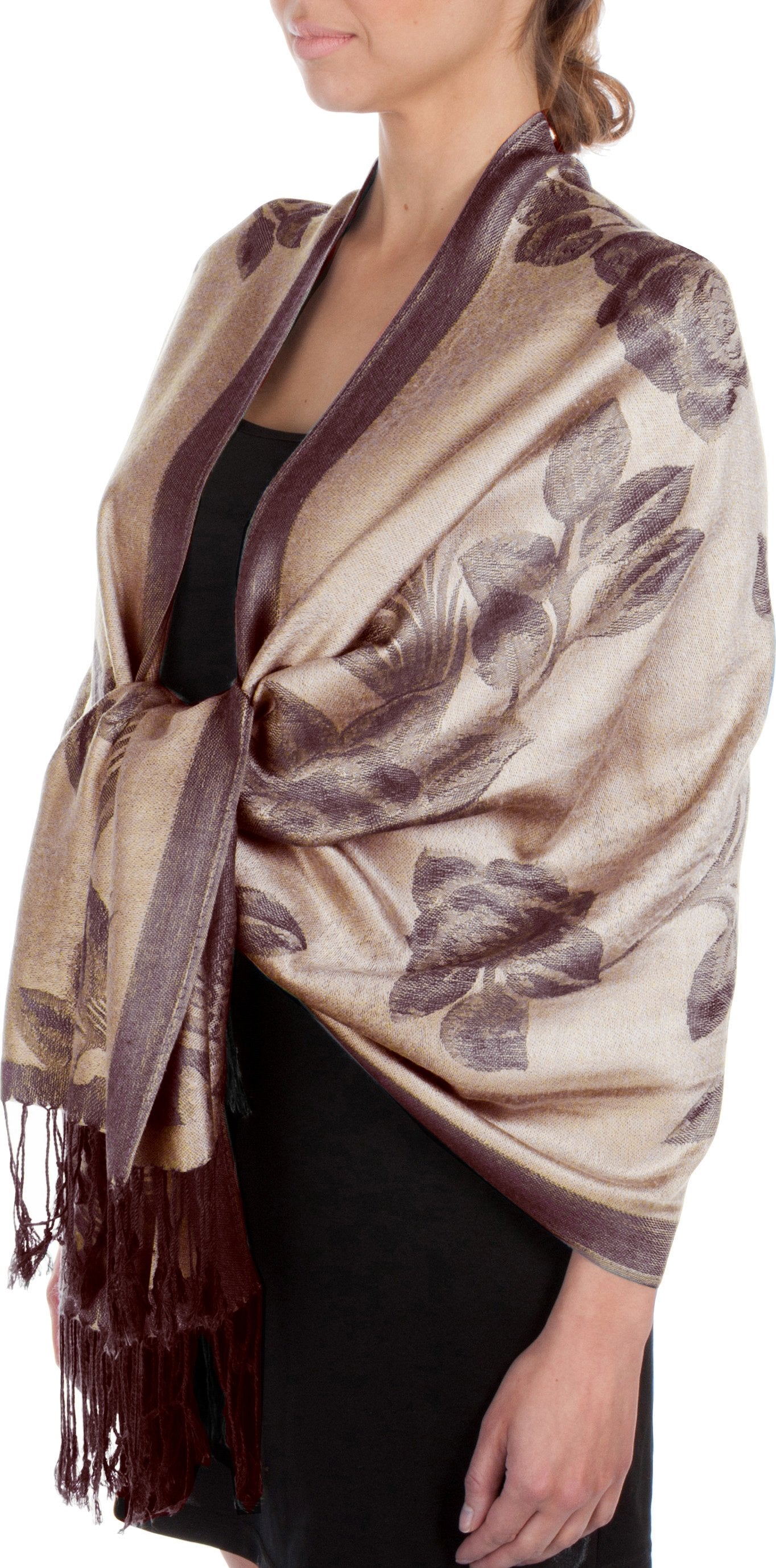 Sakkas Two Tone Rose Pashmina Scarf / Stole / Wrap - Concordia Style Boutique