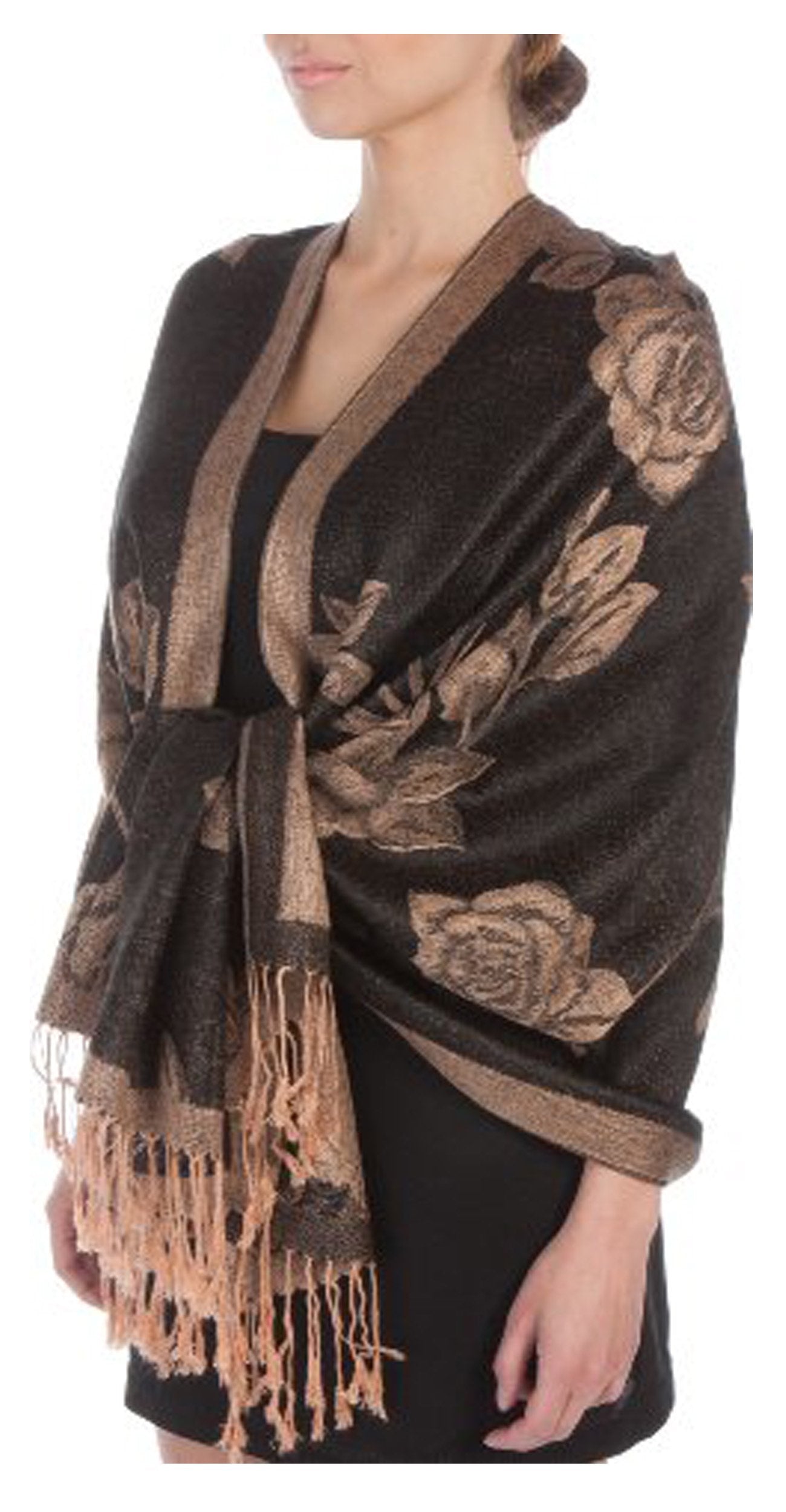 Sakkas Two Tone Rose Pashmina Scarf / Stole / Wrap - Concordia Style Boutique