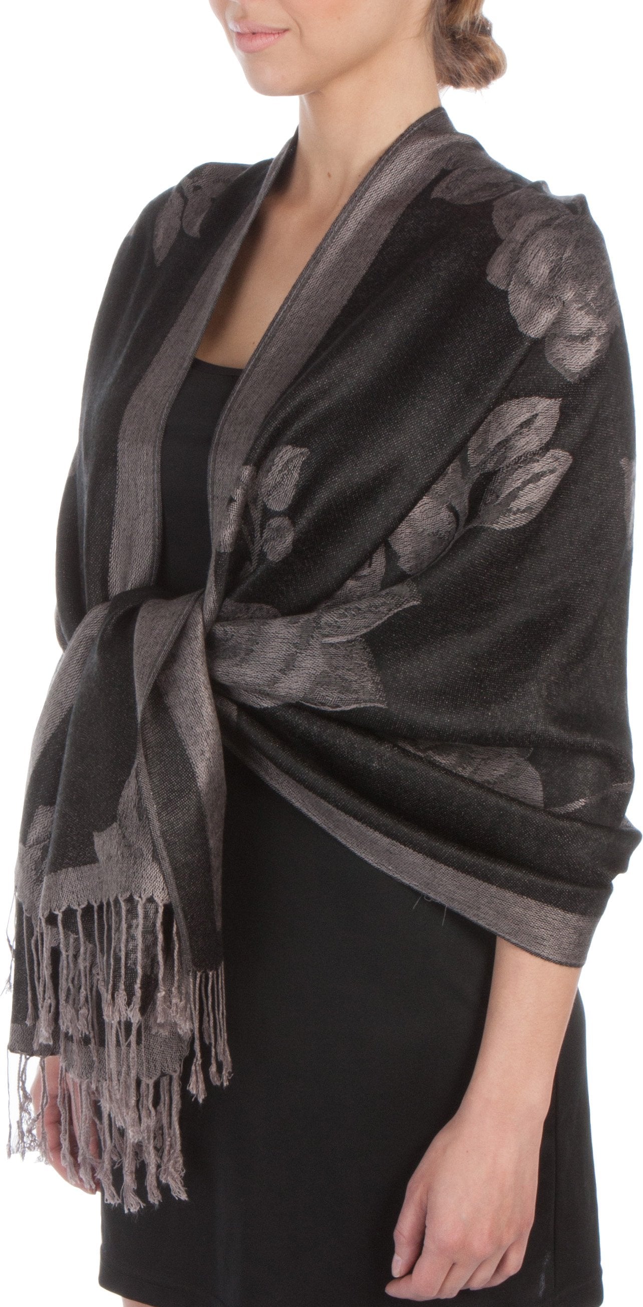 Sakkas Two Tone Rose Pashmina Scarf / Stole / Wrap - Concordia Style Boutique