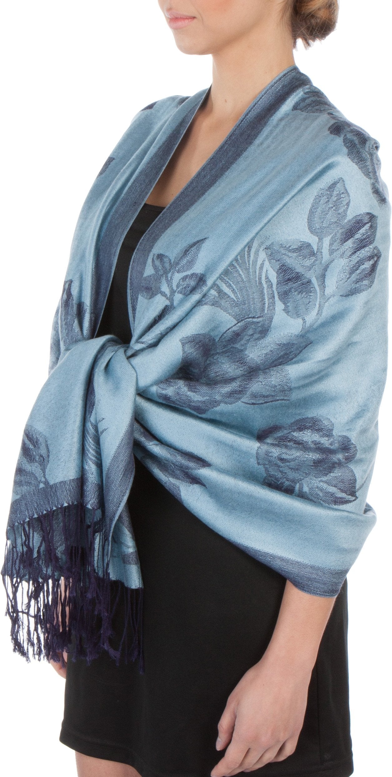 Sakkas Two Tone Rose Pashmina Scarf / Stole / Wrap - Concordia Style Boutique