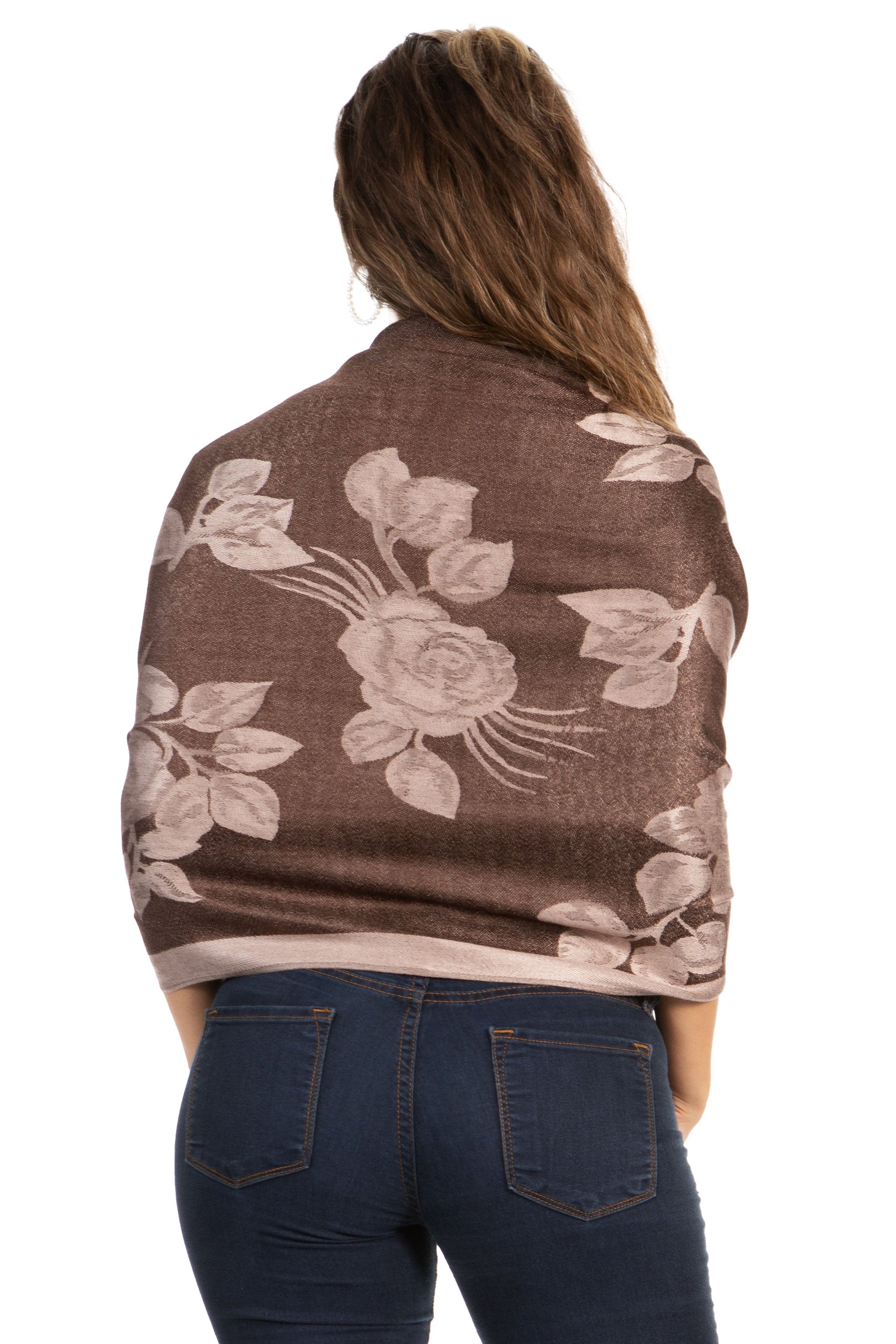 Sakkas Two Tone Rose Pashmina Scarf / Stole / Wrap - Concordia Style Boutique