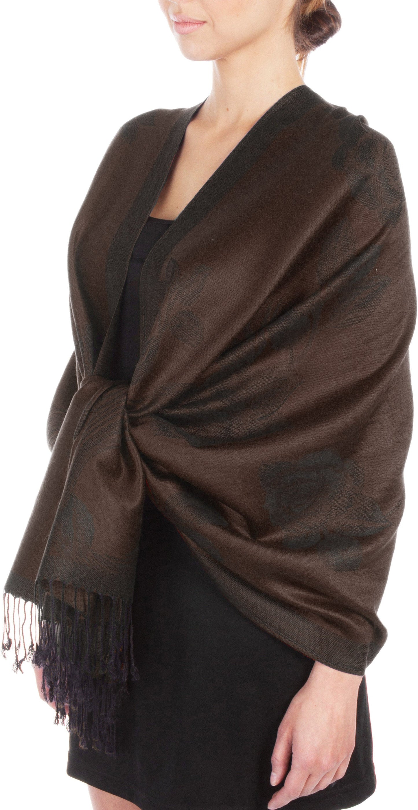Sakkas Two Tone Rose Pashmina Scarf / Stole / Wrap - Concordia Style Boutique