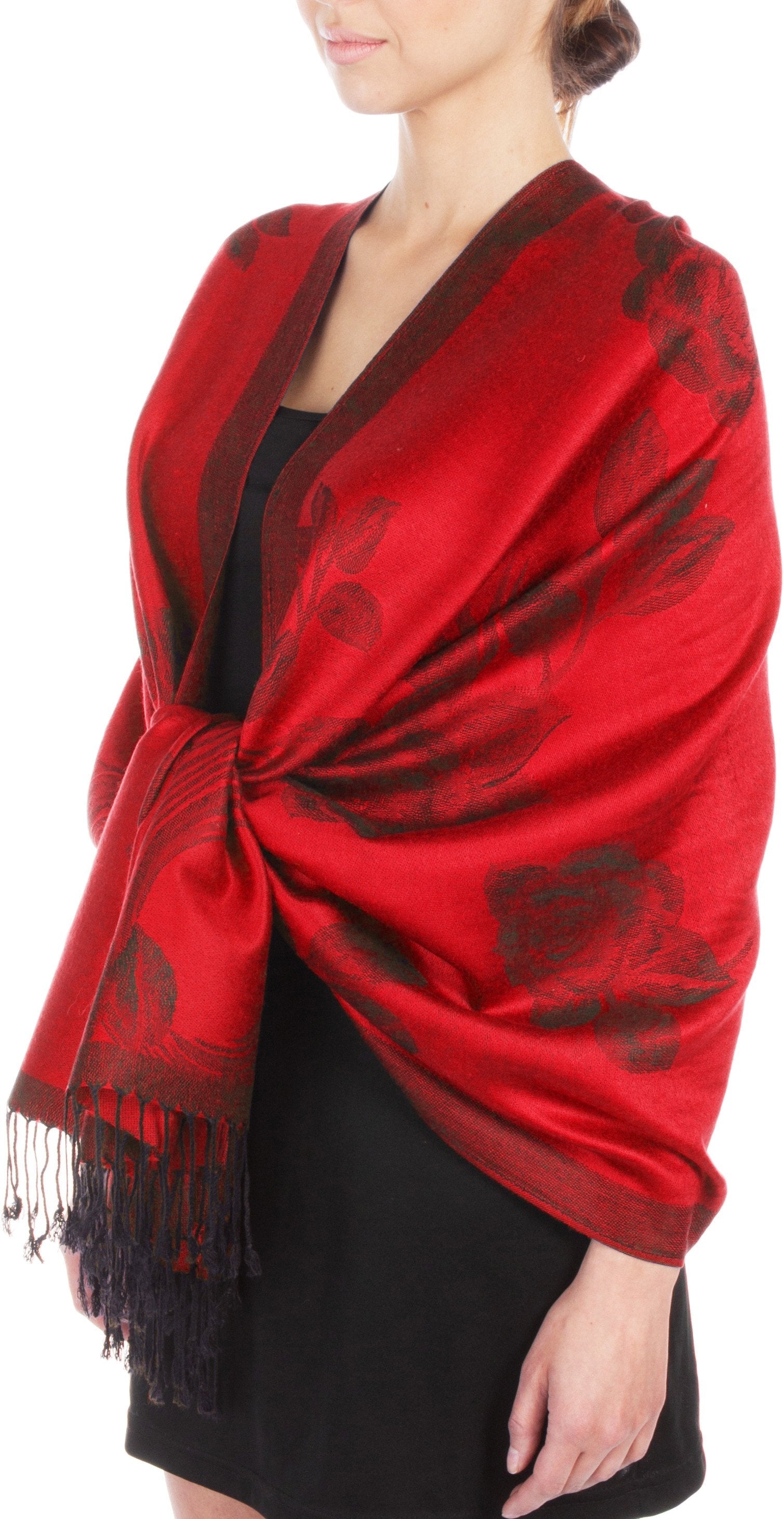 Sakkas Two Tone Rose Pashmina Scarf / Stole / Wrap - Concordia Style Boutique