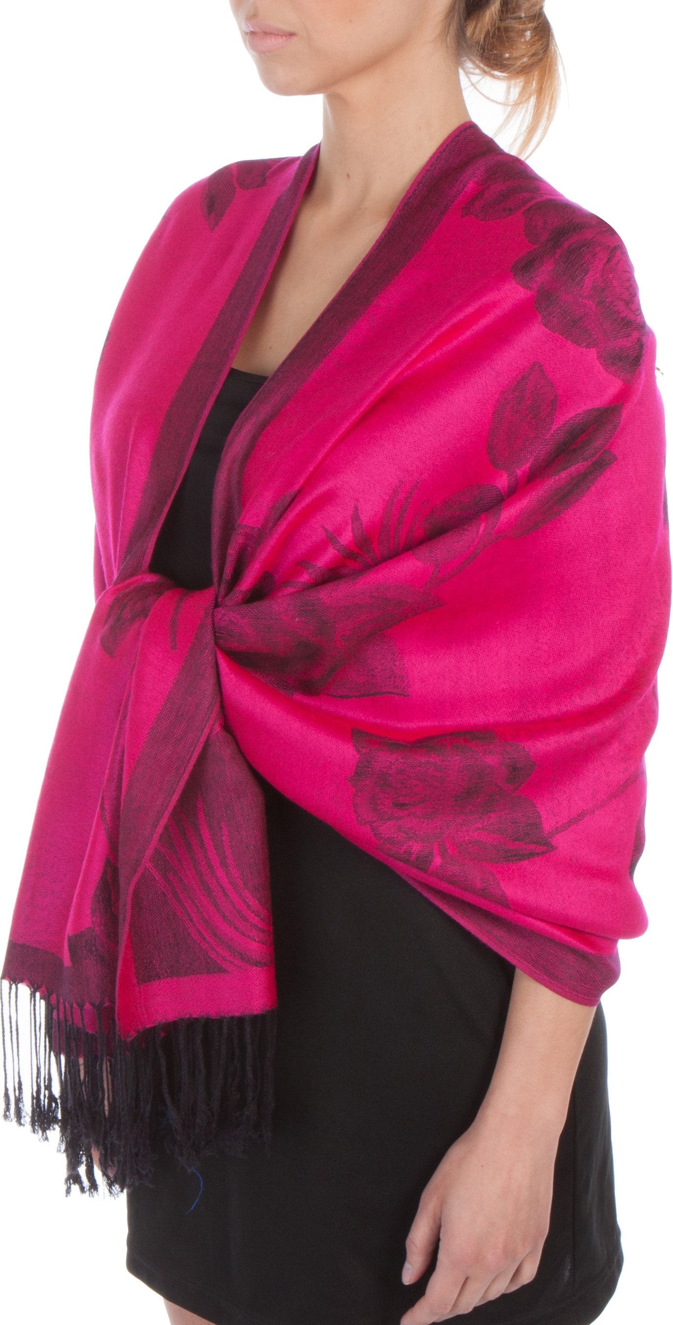 Sakkas Two Tone Rose Pashmina Scarf / Stole / Wrap - Concordia Style Boutique