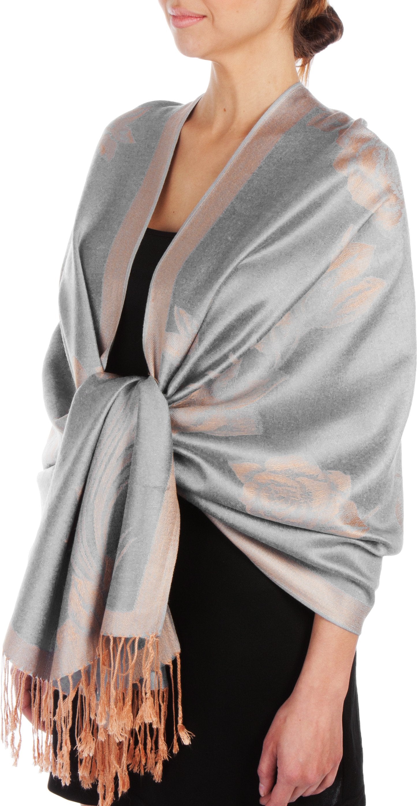 Sakkas Two Tone Rose Pashmina Scarf / Stole / Wrap - Concordia Style Boutique