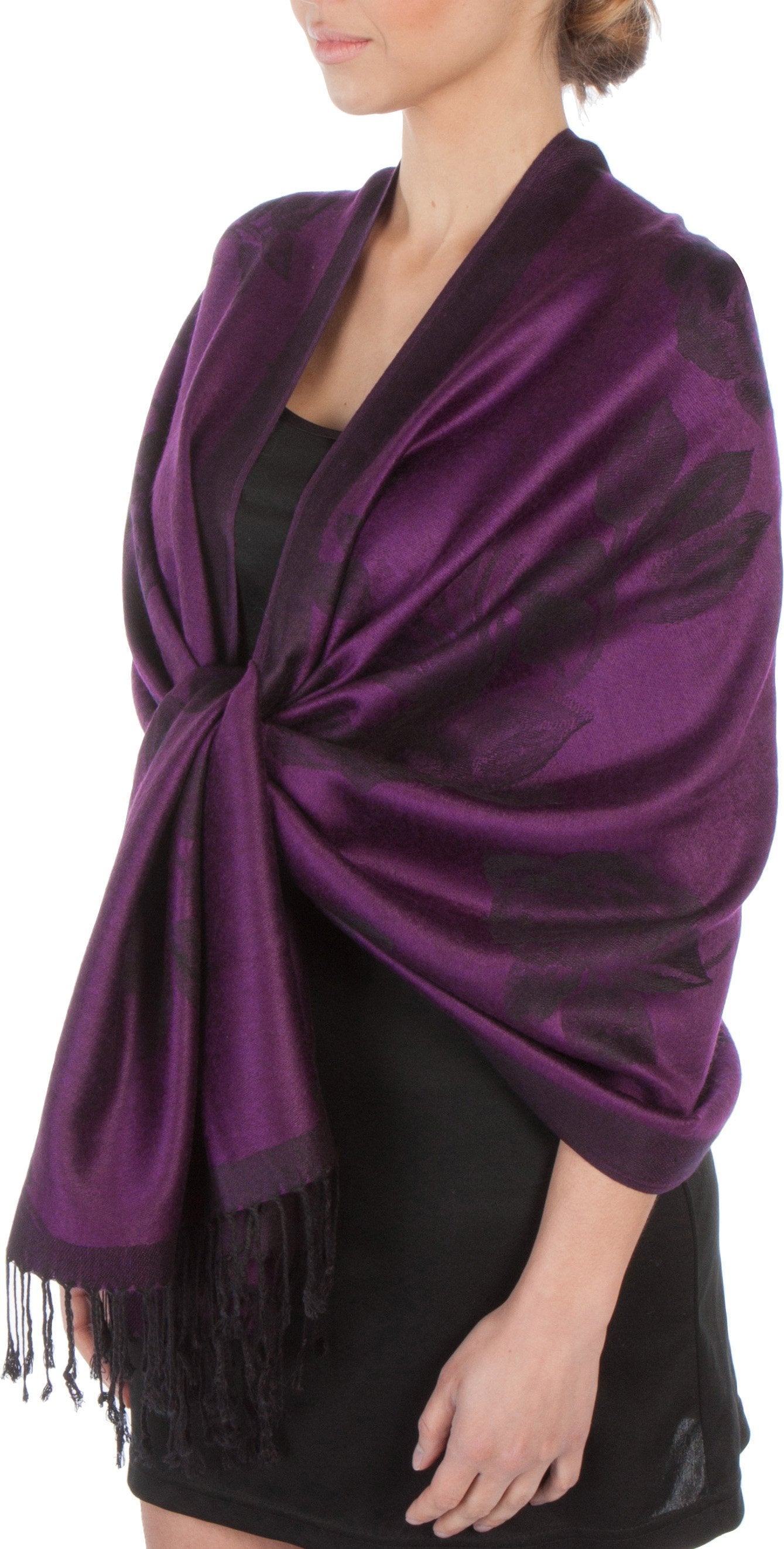 Sakkas Two Tone Rose Pashmina Scarf / Stole / Wrap - Concordia Style Boutique