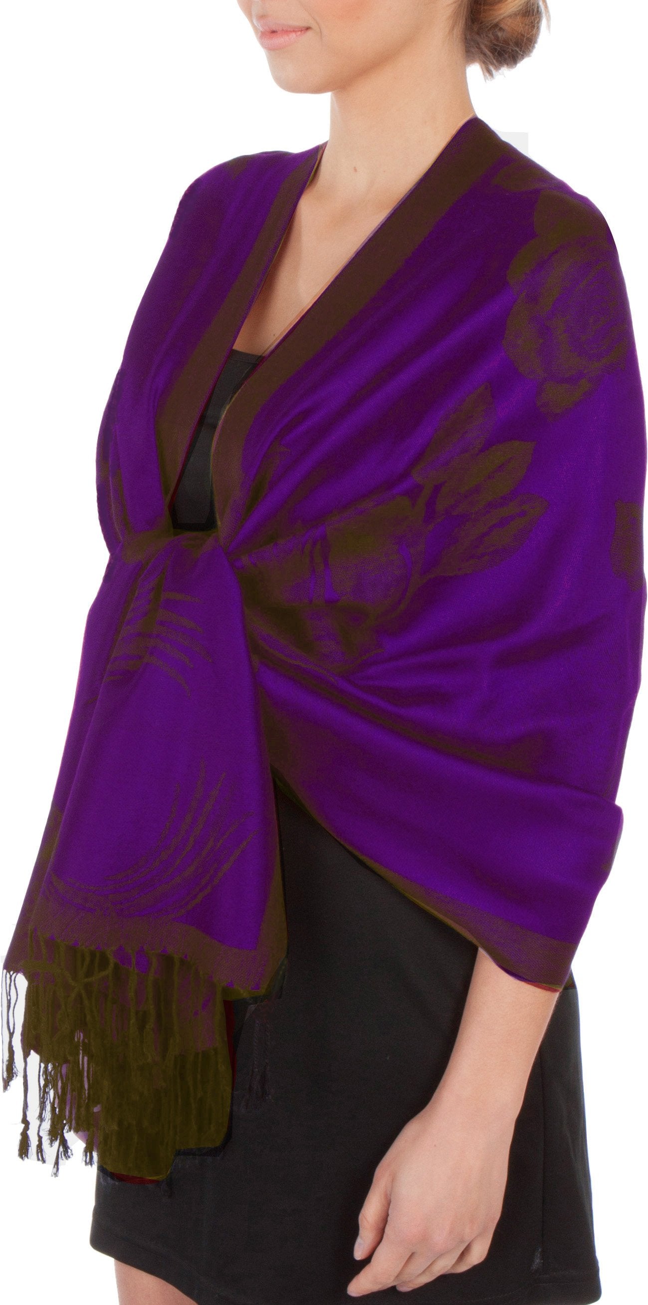 Sakkas Two Tone Rose Pashmina Scarf / Stole / Wrap - Concordia Style Boutique