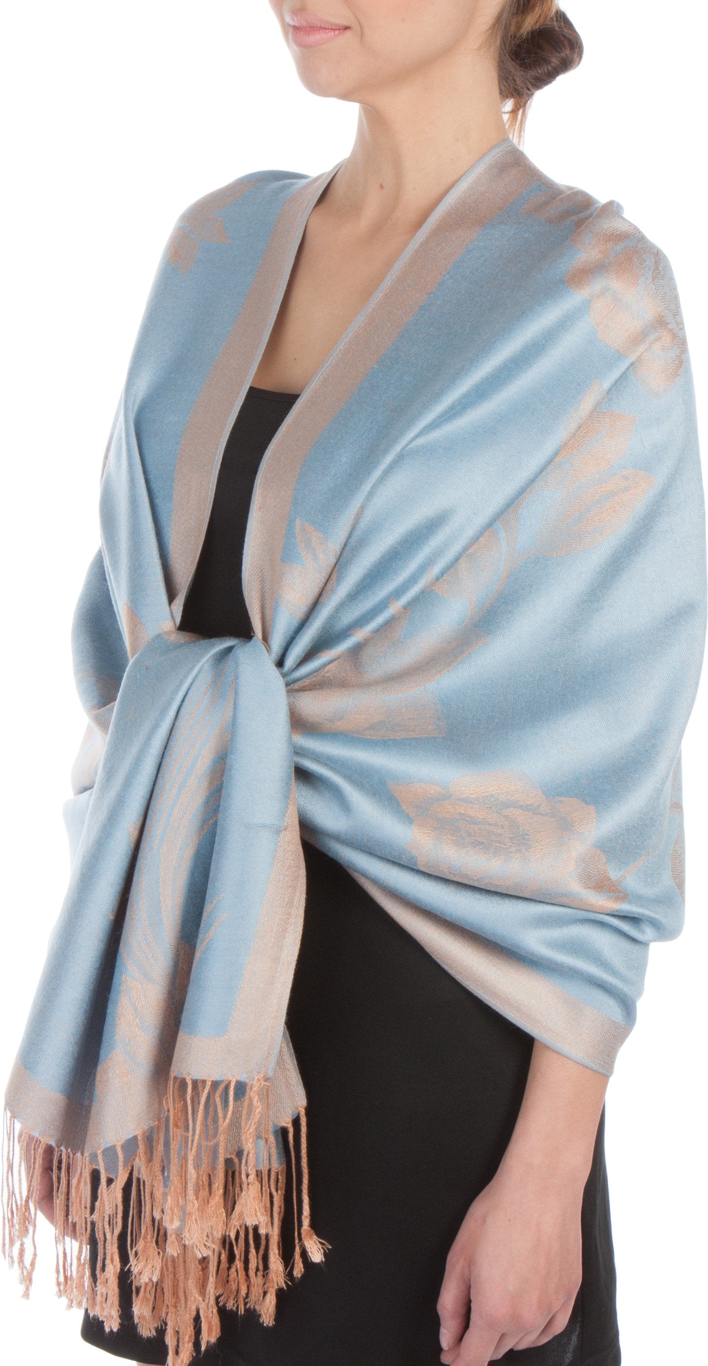 Sakkas Two Tone Rose Pashmina Scarf / Stole / Wrap - Concordia Style Boutique