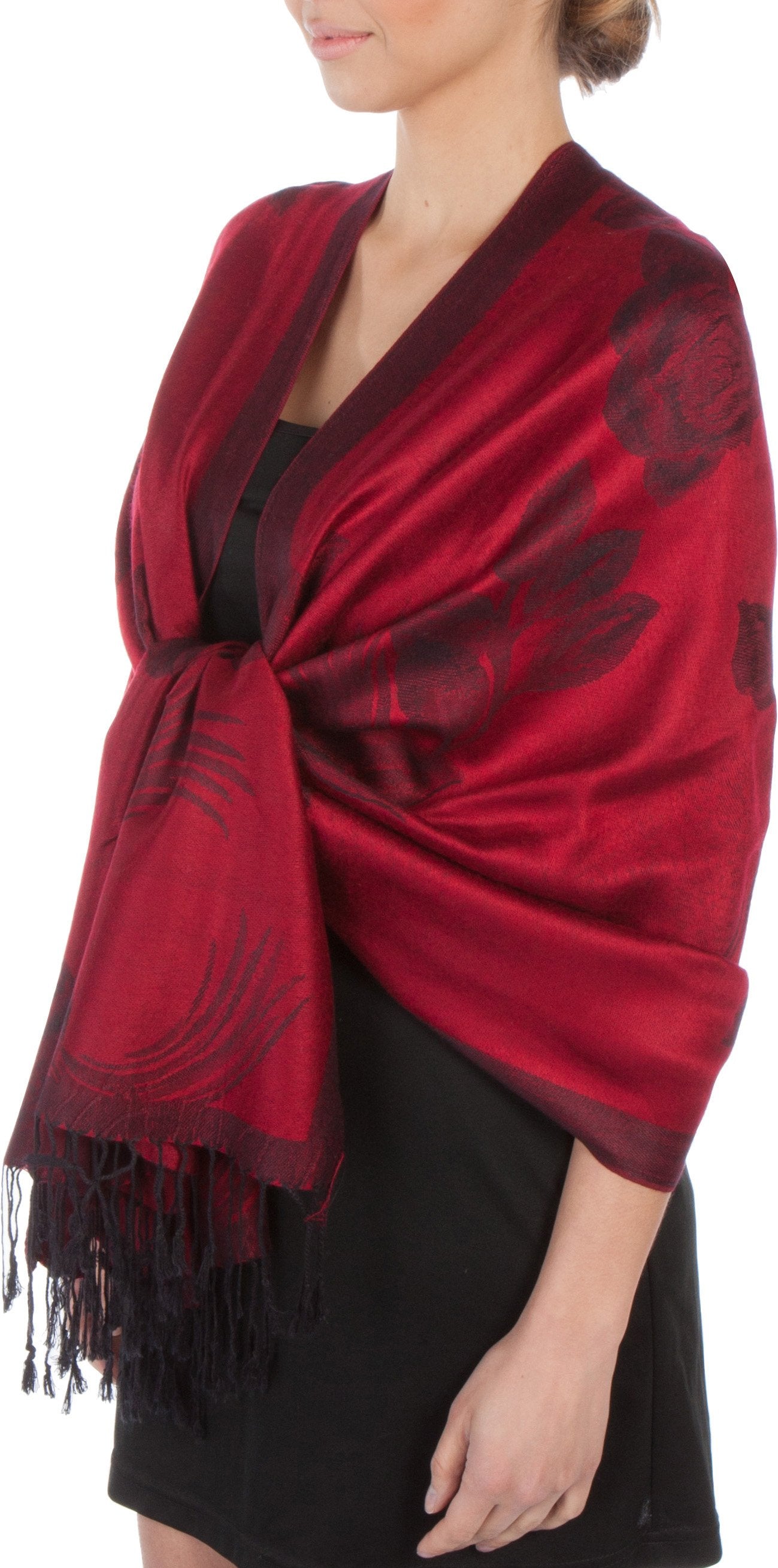 Sakkas Two Tone Rose Pashmina Scarf / Stole / Wrap - Concordia Style Boutique
