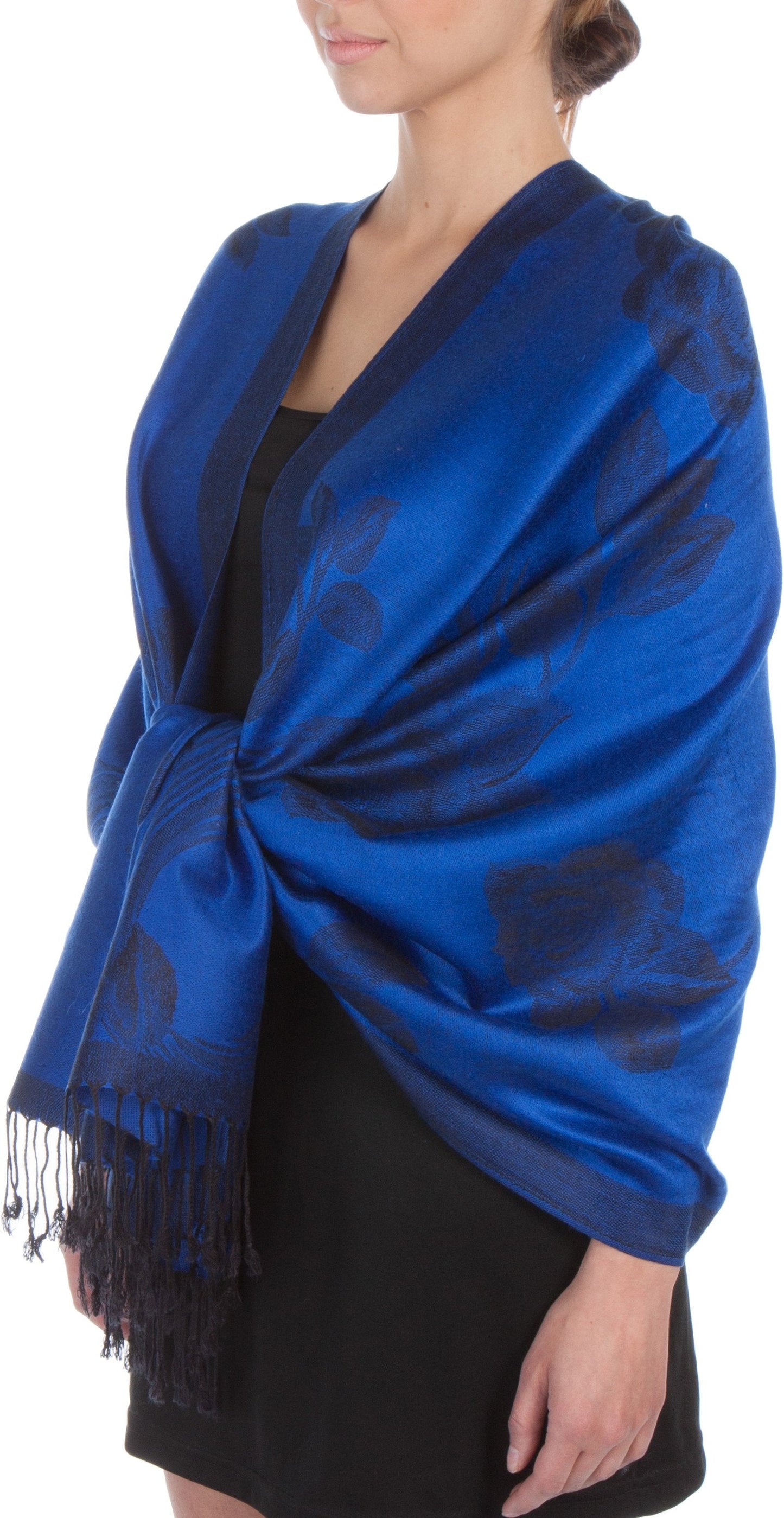 Sakkas Two Tone Rose Pashmina Scarf / Stole / Wrap - Concordia Style Boutique