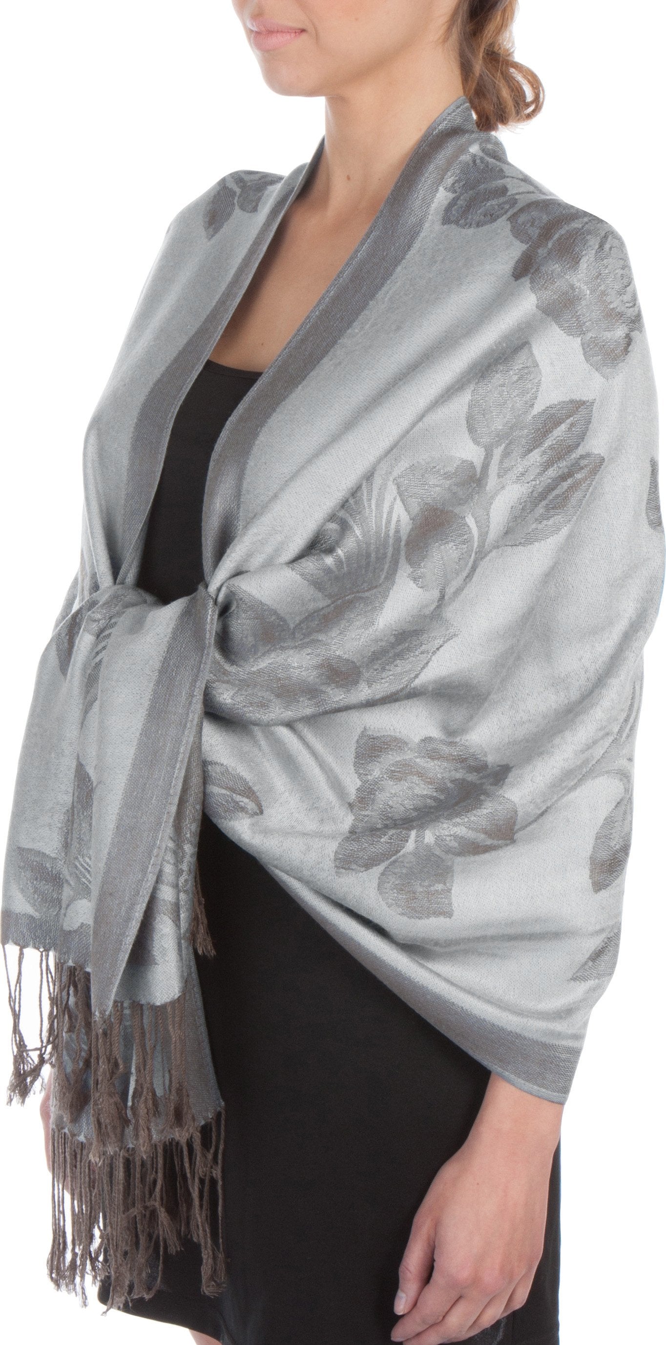 Sakkas Two Tone Rose Pashmina Scarf / Stole / Wrap - Concordia Style Boutique