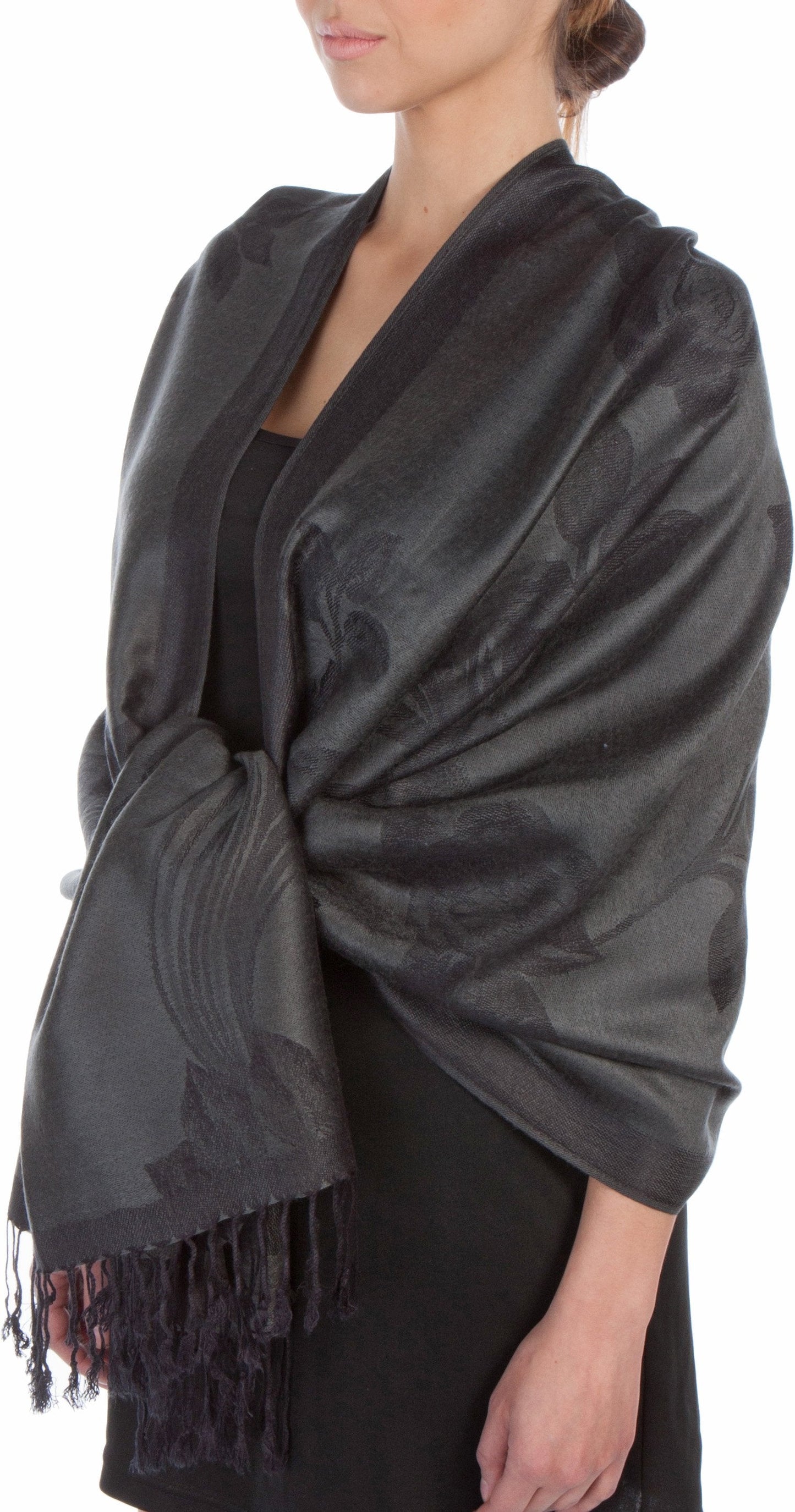 Sakkas Two Tone Rose Pashmina Scarf / Stole / Wrap - Concordia Style Boutique