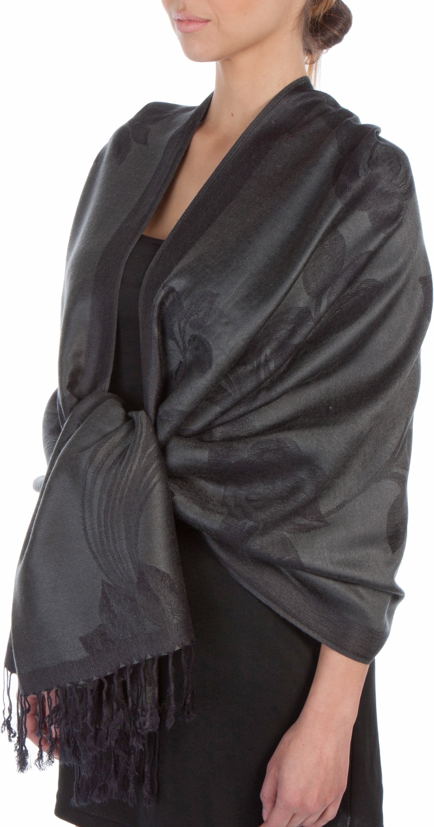 Sakkas Two Tone Rose Pashmina Scarf / Stole / Wrap - Concordia Style Boutique
