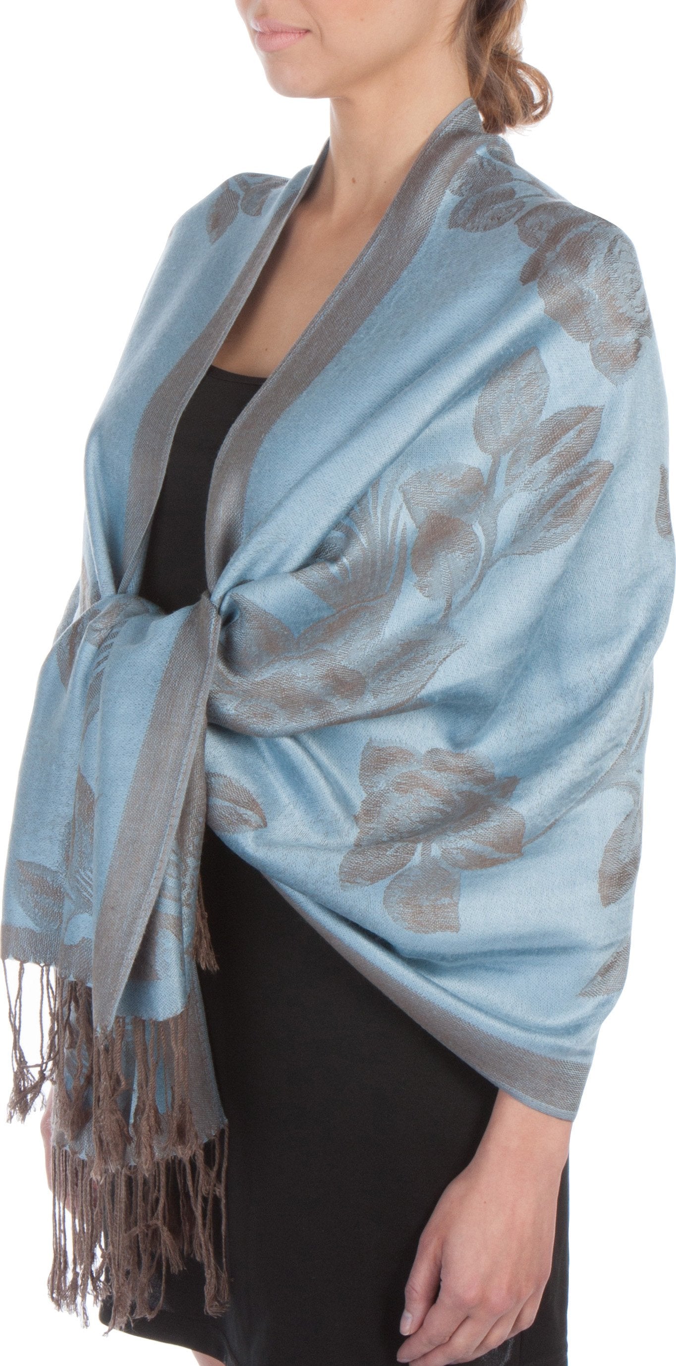 Sakkas Two Tone Rose Pashmina Scarf / Stole / Wrap - Concordia Style Boutique