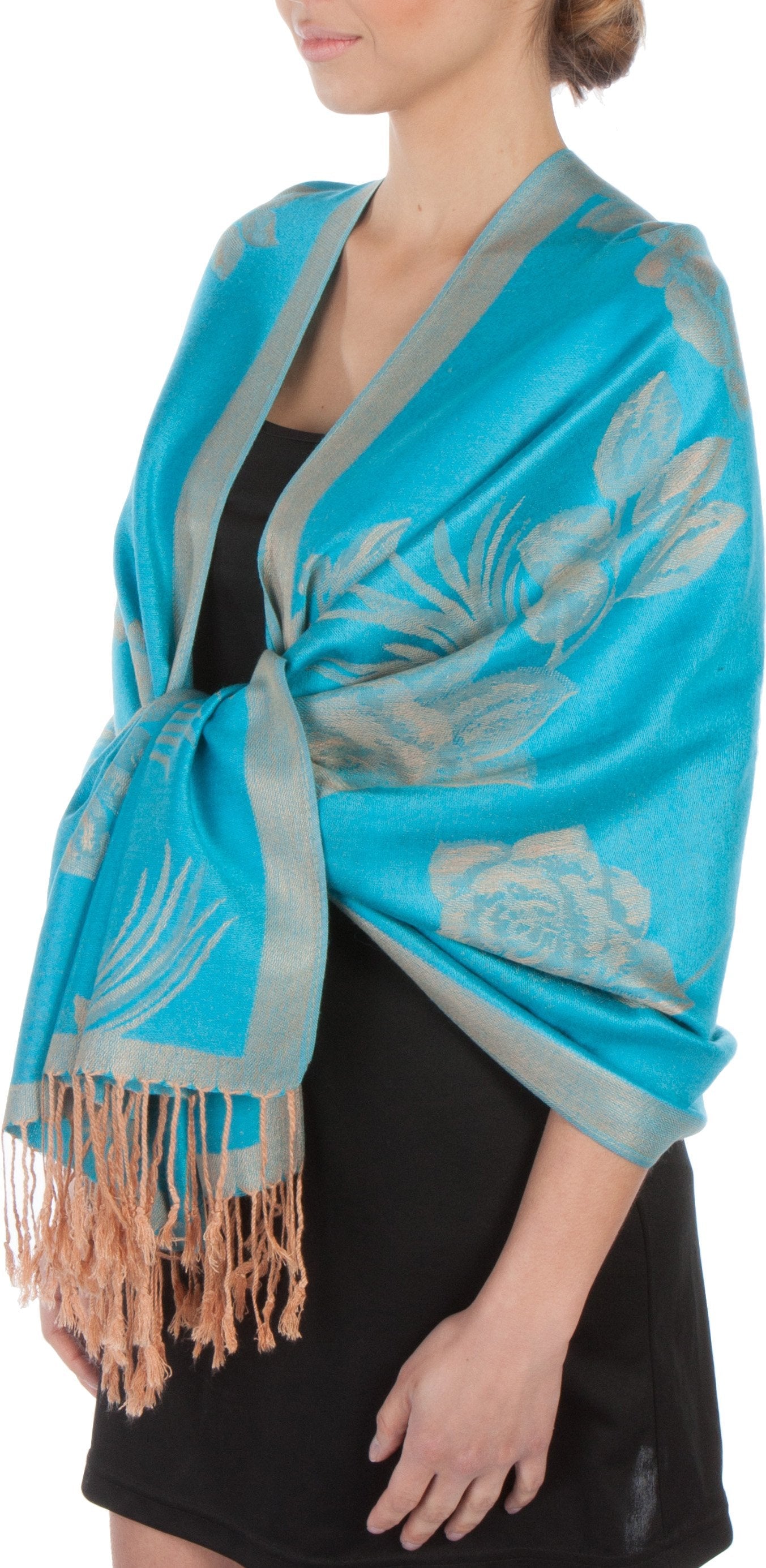 Sakkas Two Tone Rose Pashmina Scarf / Stole / Wrap - Concordia Style Boutique
