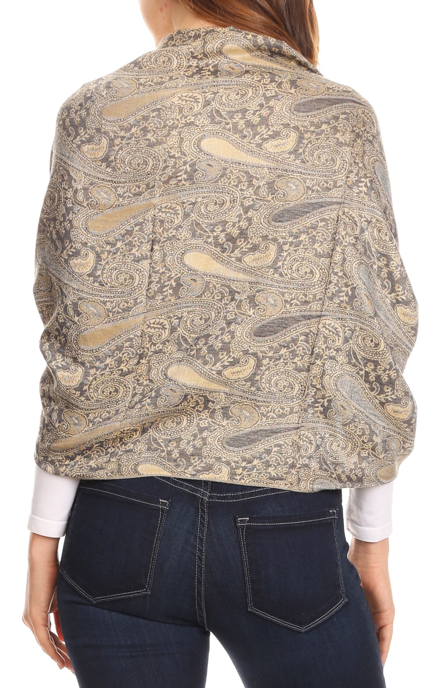 Sakkas Kalin Long Wide Woven Patterned Fringe Tassel Pashmina Shawl / Scarf - Concordia Style Boutique