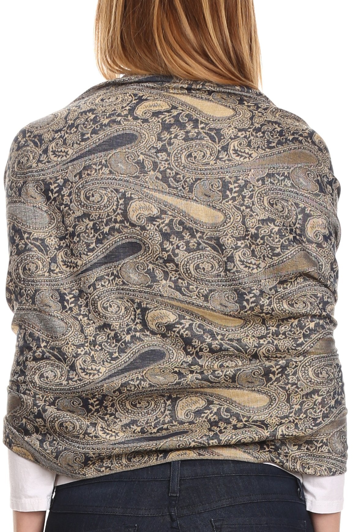 Sakkas Kalin Long Wide Woven Patterned Fringe Tassel Pashmina Shawl / Scarf - Concordia Style Boutique