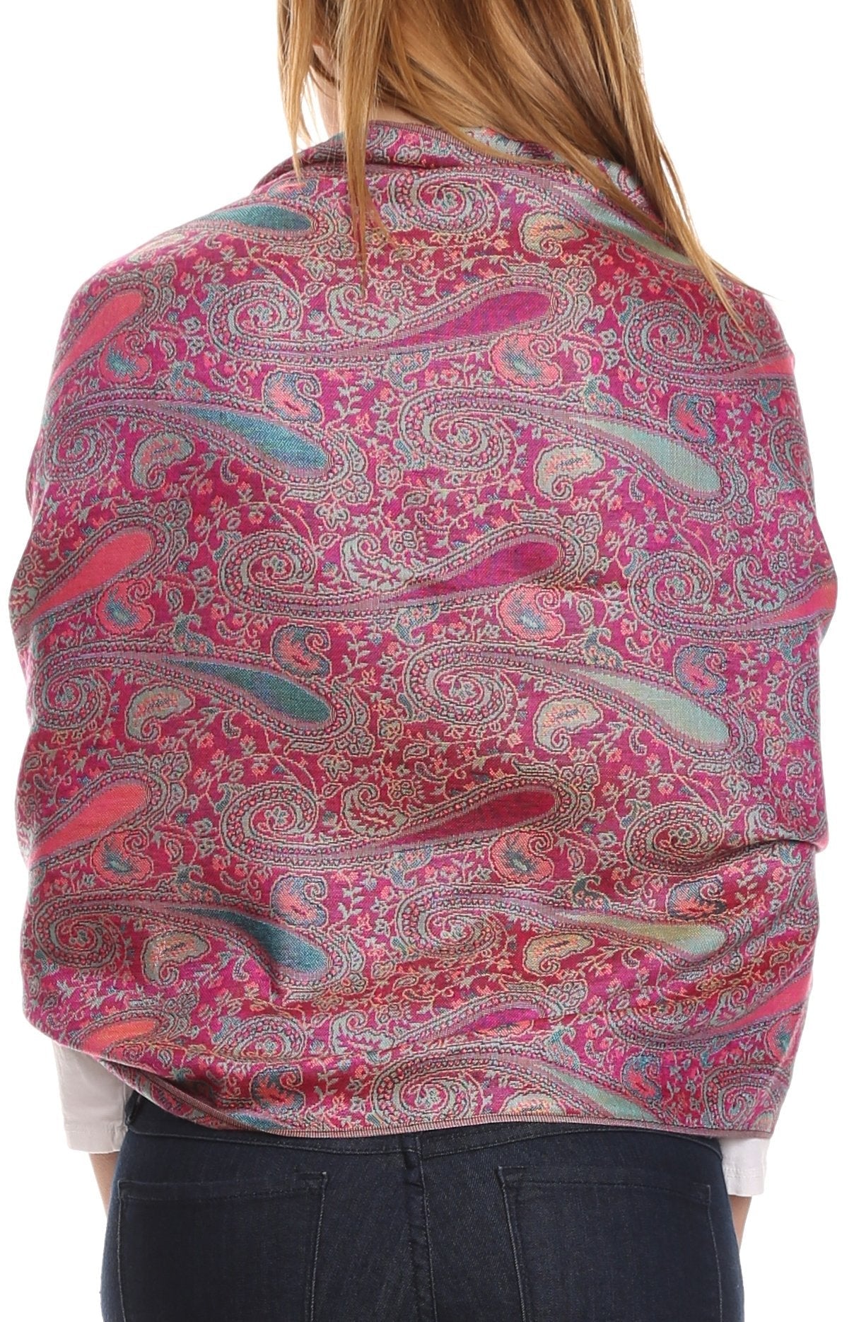 Sakkas Kalin Long Wide Woven Patterned Fringe Tassel Pashmina Shawl / Scarf - Concordia Style Boutique