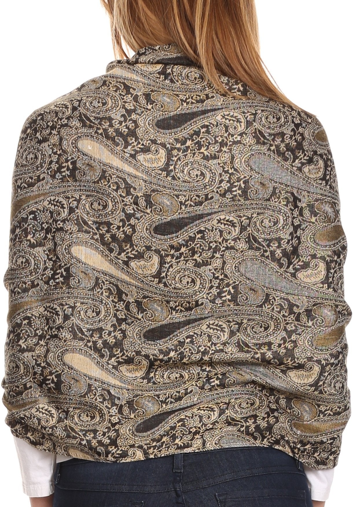 Sakkas Kalin Long Wide Woven Patterned Fringe Tassel Pashmina Shawl / Scarf - Concordia Style Boutique