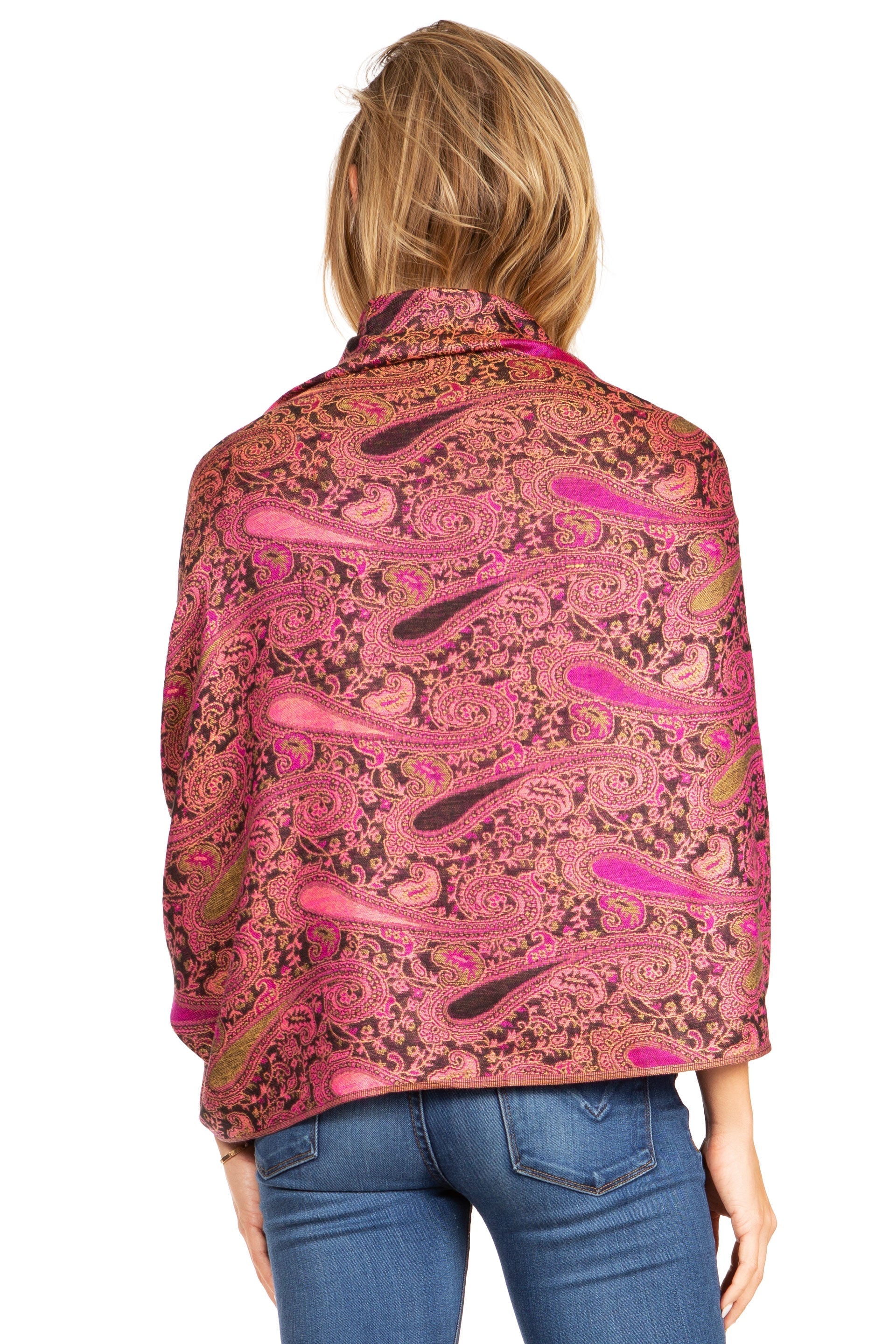 Sakkas Kalin Long Wide Woven Patterned Fringe Tassel Pashmina Shawl / Scarf - Concordia Style Boutique