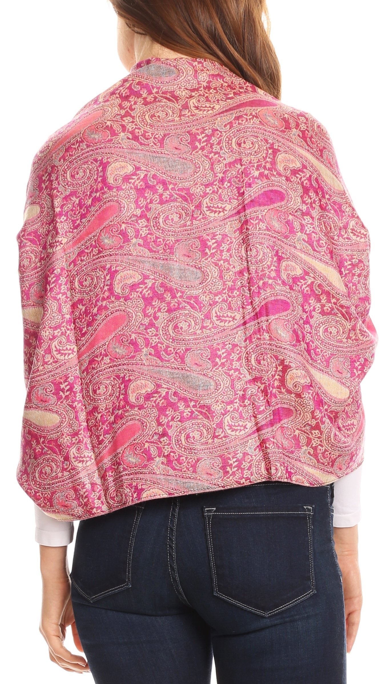 Sakkas Kalin Long Wide Woven Patterned Fringe Tassel Pashmina Shawl / Scarf - Concordia Style Boutique