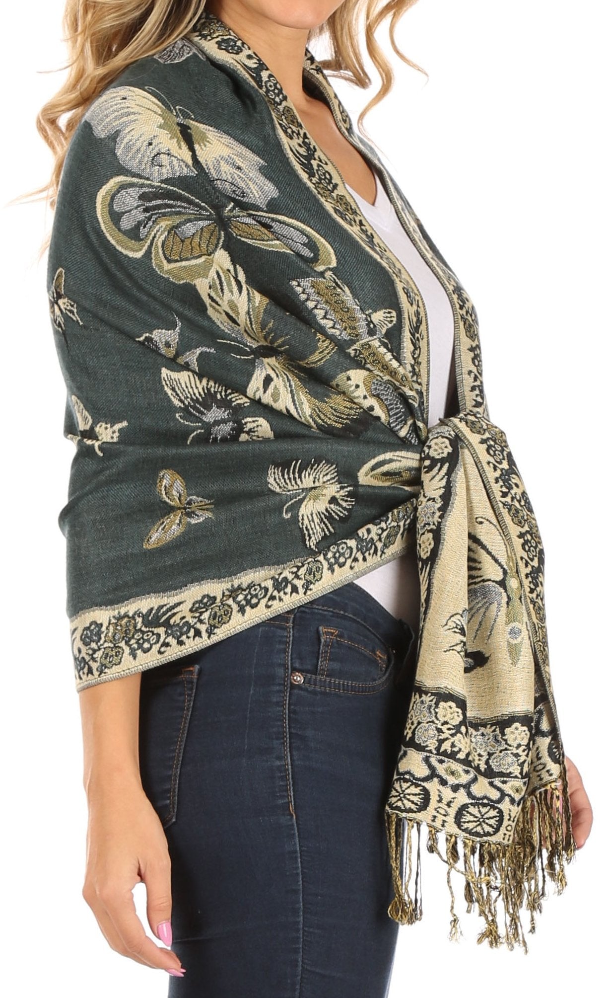 Sakkas Liua Long Wide Woven Patterned Design Multi Colored Pashmina Shawl / Scarf - Concordia Style Boutique