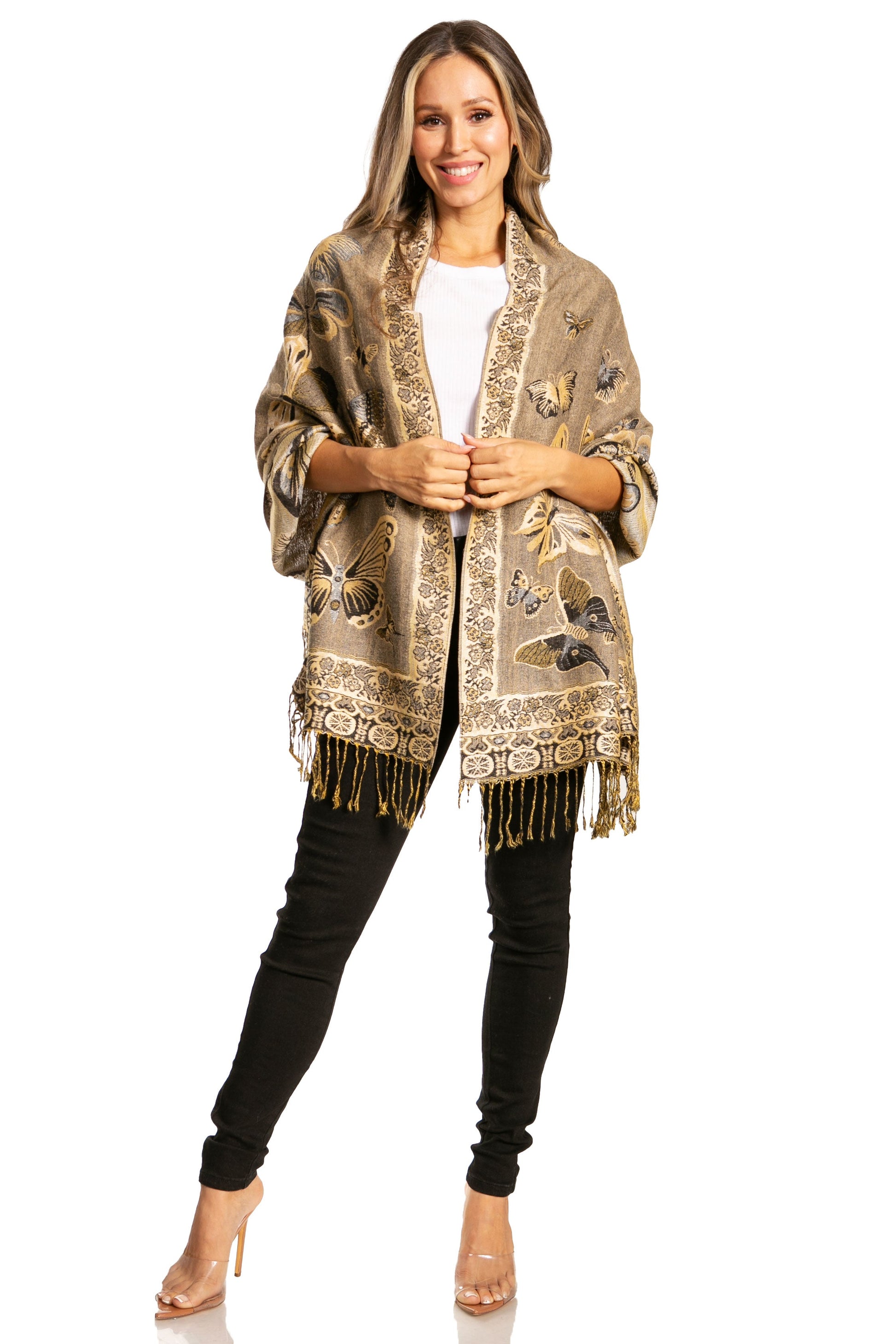 Sakkas Liua Long Wide Woven Patterned Design Multi Colored Pashmina Shawl / Scarf - Concordia Style Boutique