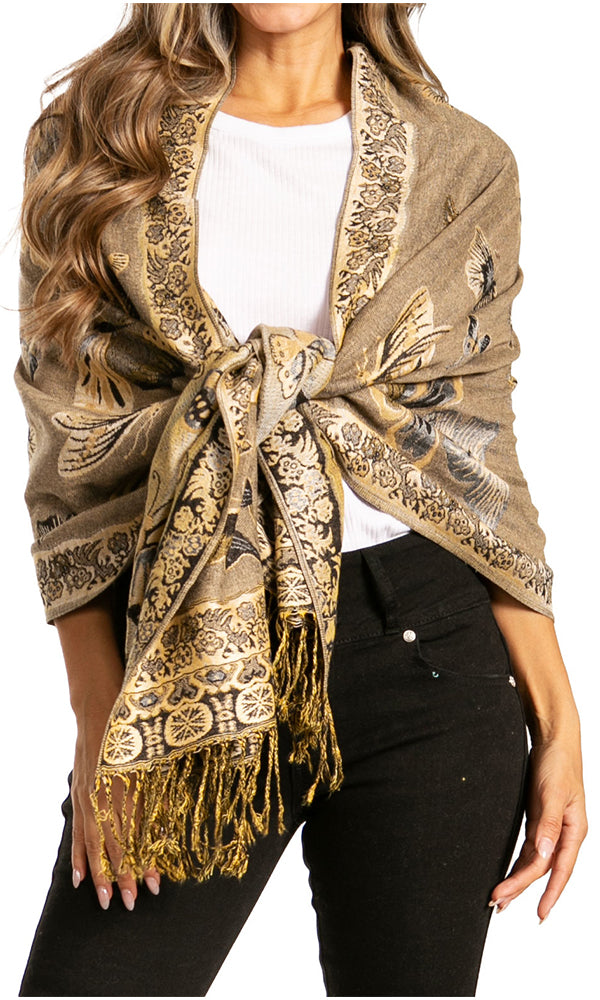 Sakkas Liua Long Wide Woven Patterned Design Multi Colored Pashmina Shawl / Scarf - Concordia Style Boutique