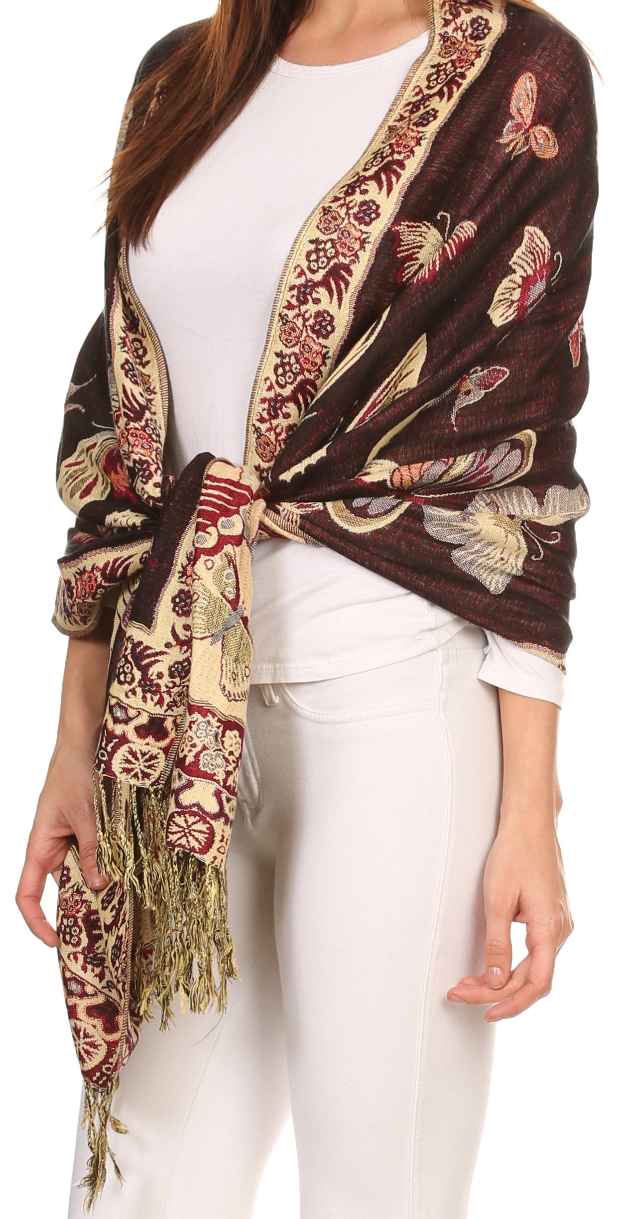 Sakkas Liua Long Wide Woven Patterned Design Multi Colored Pashmina Shawl / Scarf - Concordia Style Boutique