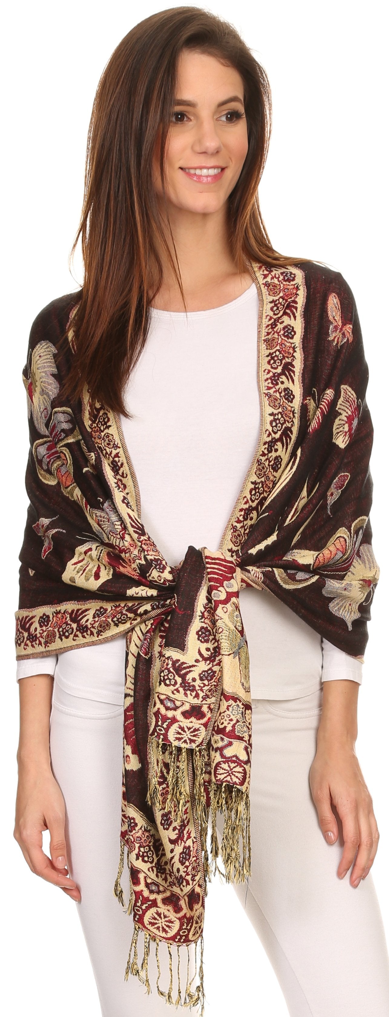 Sakkas Liua Long Wide Woven Patterned Design Multi Colored Pashmina Shawl / Scarf - Concordia Style Boutique