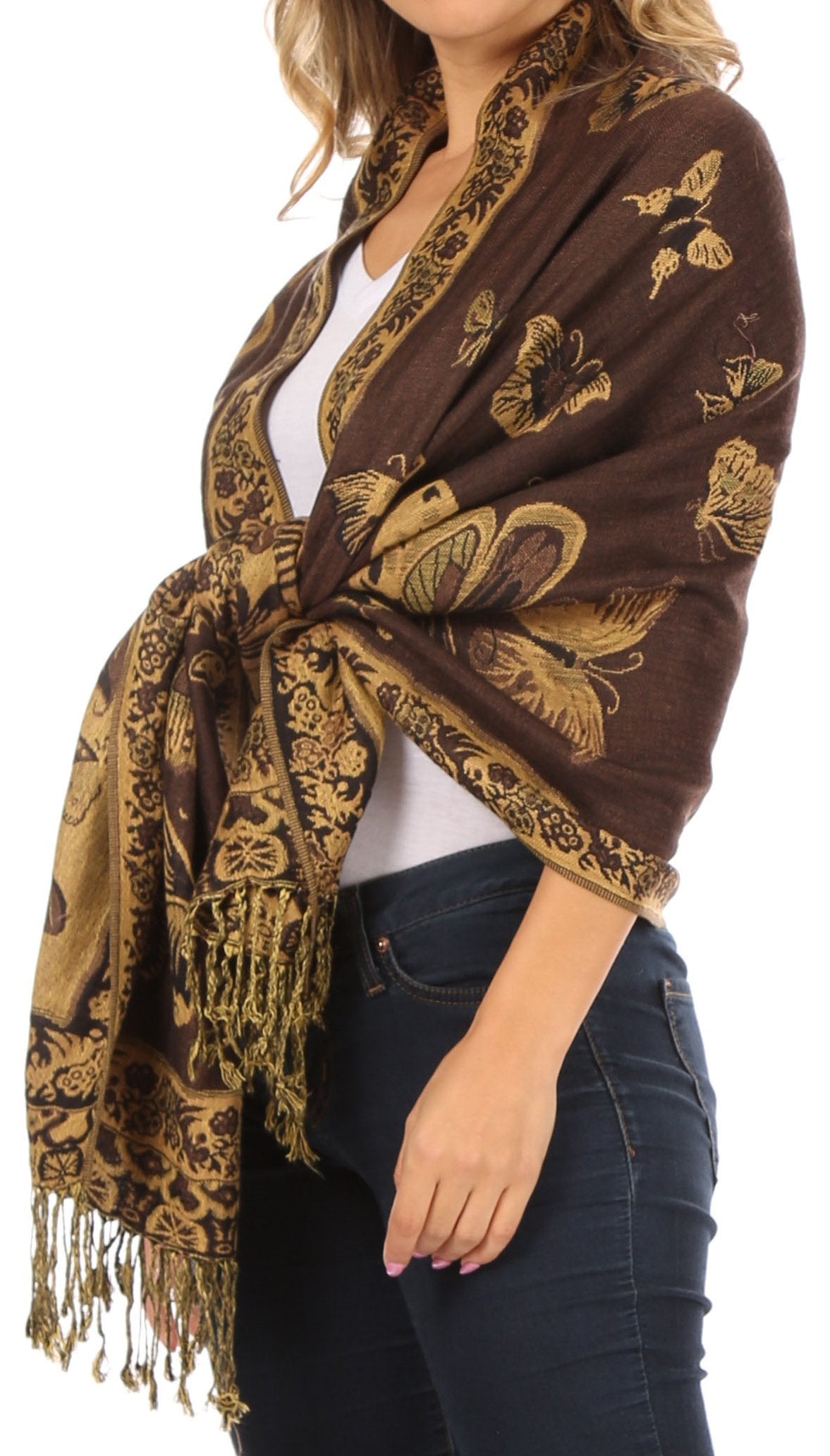 Sakkas Liua Long Wide Woven Patterned Design Multi Colored Pashmina Shawl / Scarf - Concordia Style Boutique