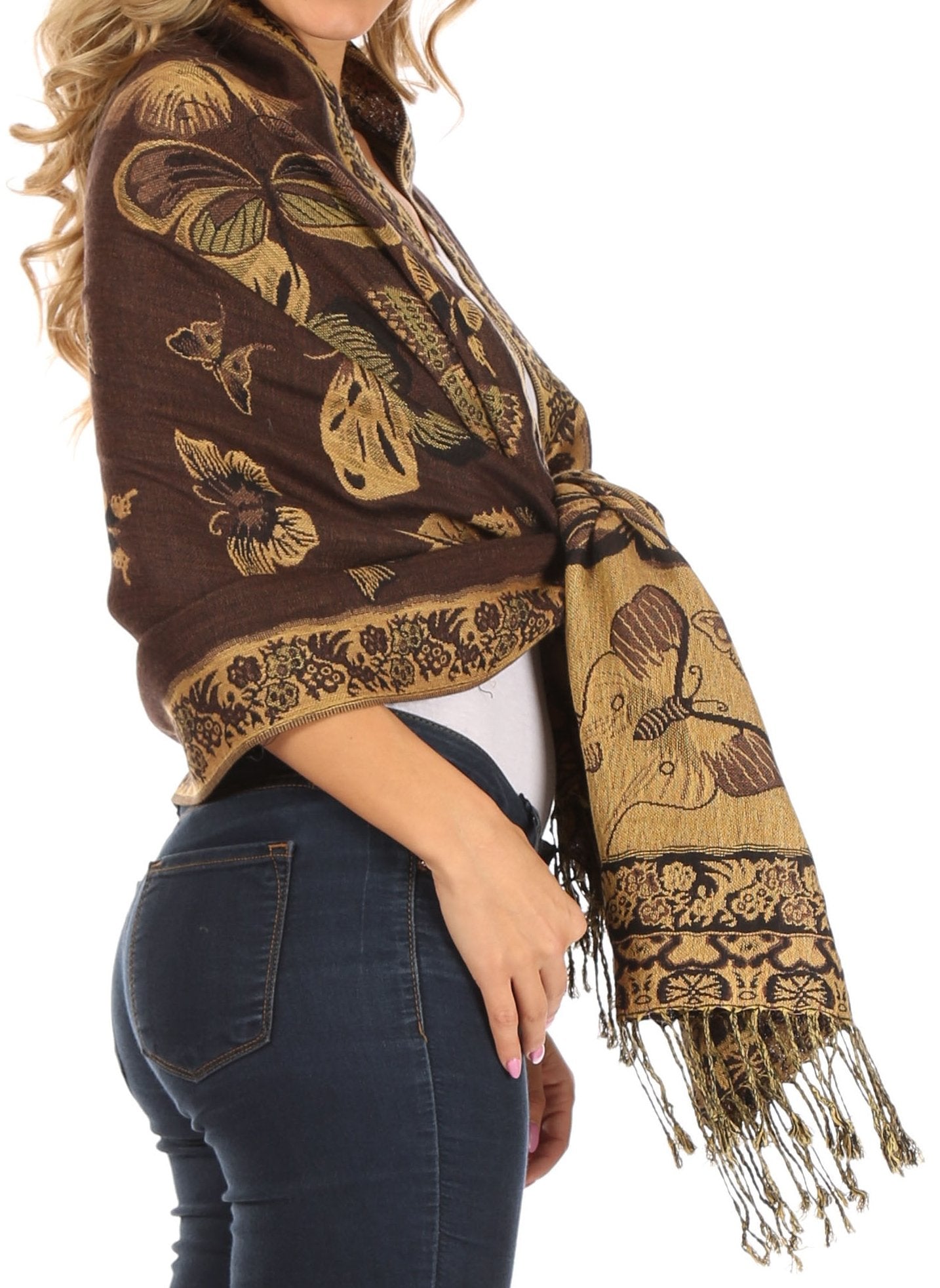 Sakkas Liua Long Wide Woven Patterned Design Multi Colored Pashmina Shawl / Scarf - Concordia Style Boutique