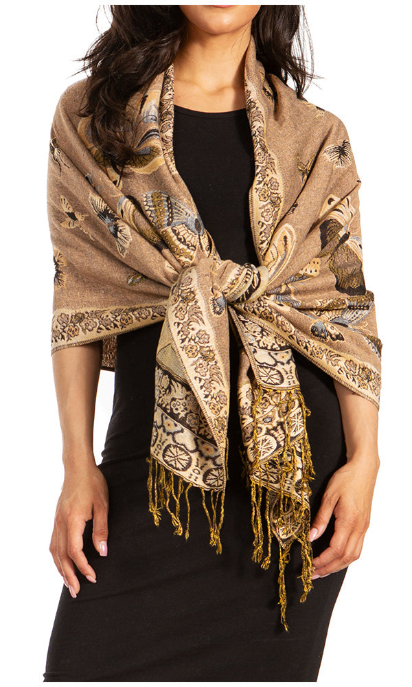 Sakkas Liua Long Wide Woven Patterned Design Multi Colored Pashmina Shawl / Scarf - Concordia Style Boutique