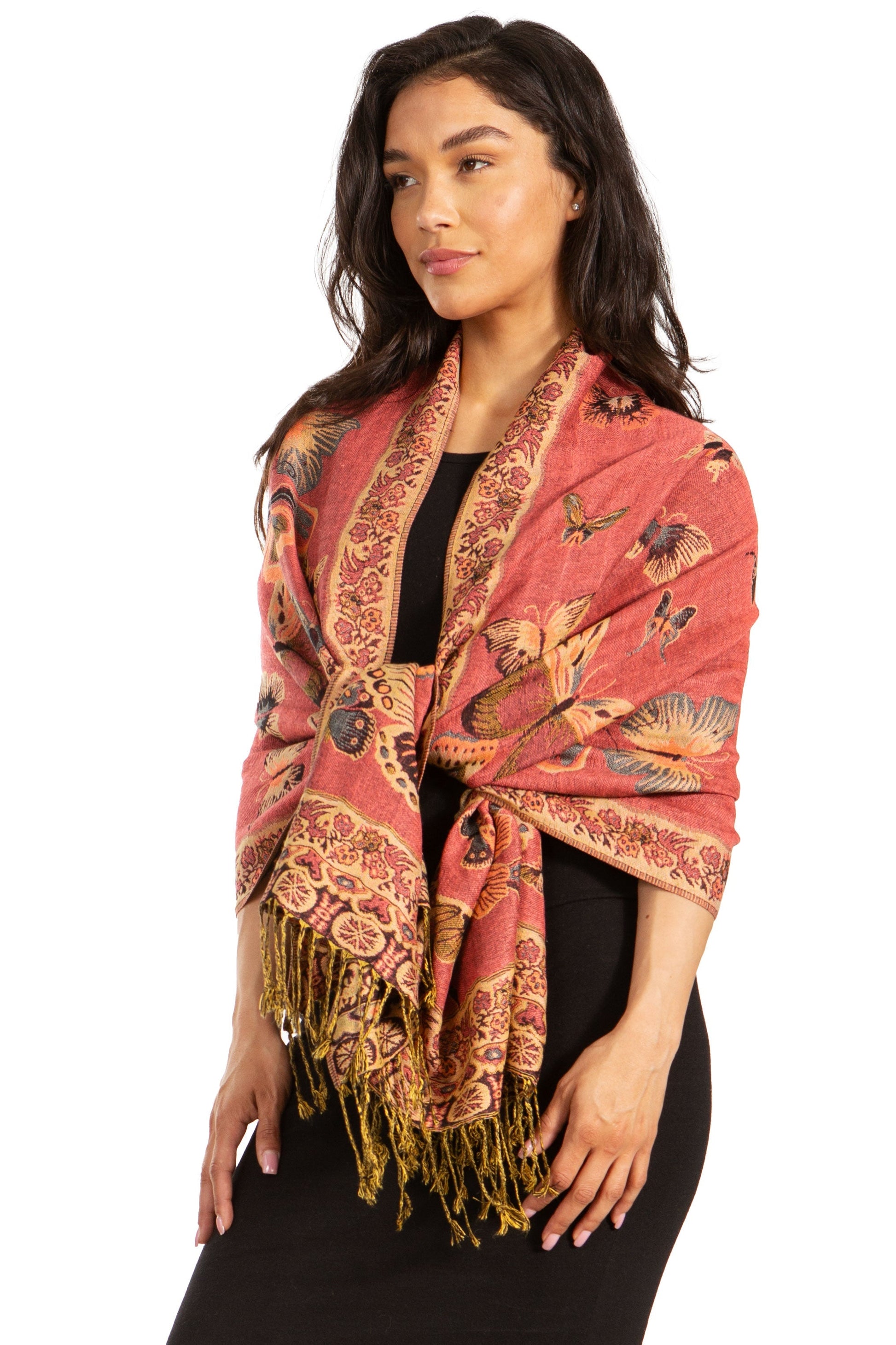 Sakkas Liua Long Wide Woven Patterned Design Multi Colored Pashmina Shawl / Scarf - Concordia Style Boutique