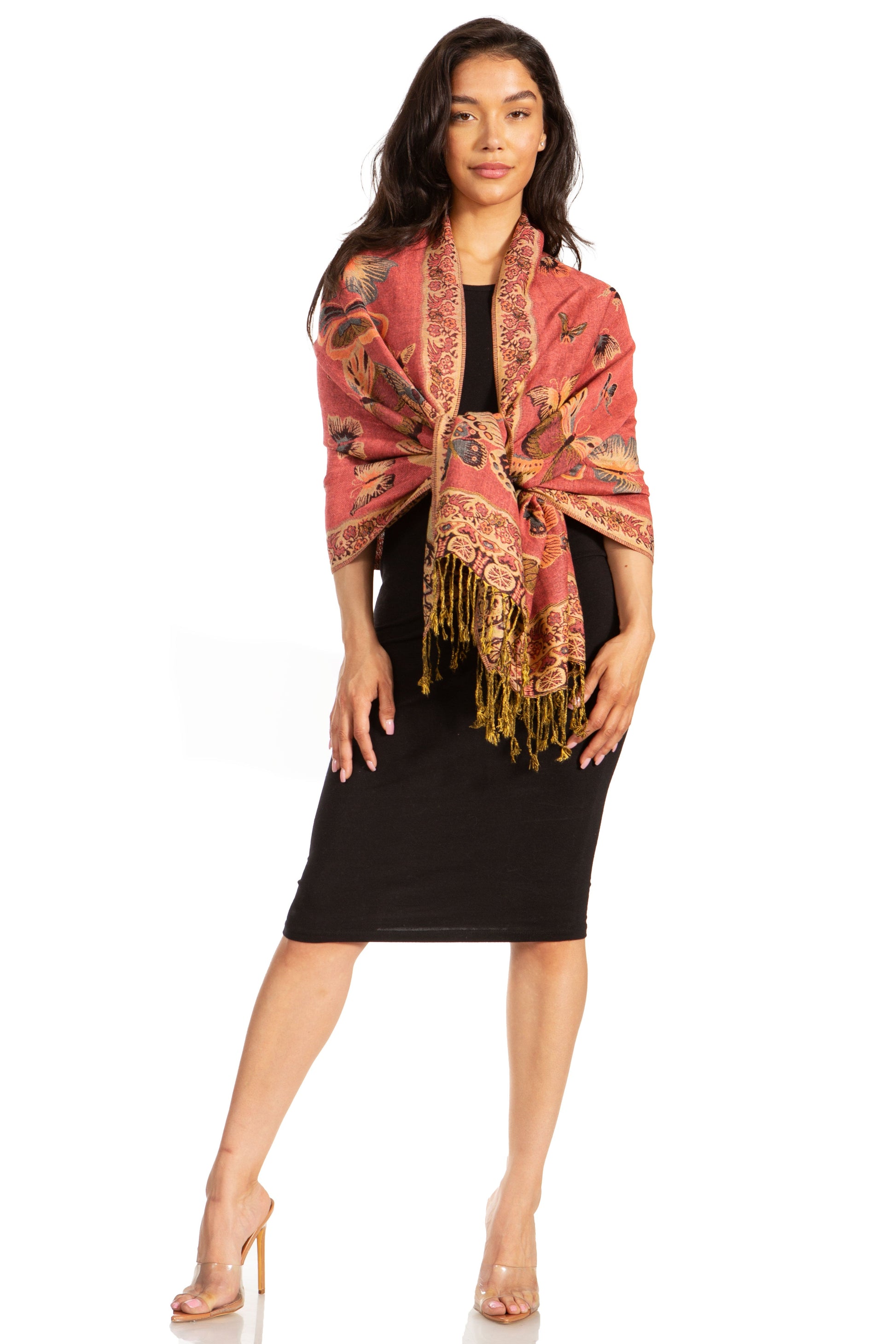 Sakkas Liua Long Wide Woven Patterned Design Multi Colored Pashmina Shawl / Scarf - Concordia Style Boutique