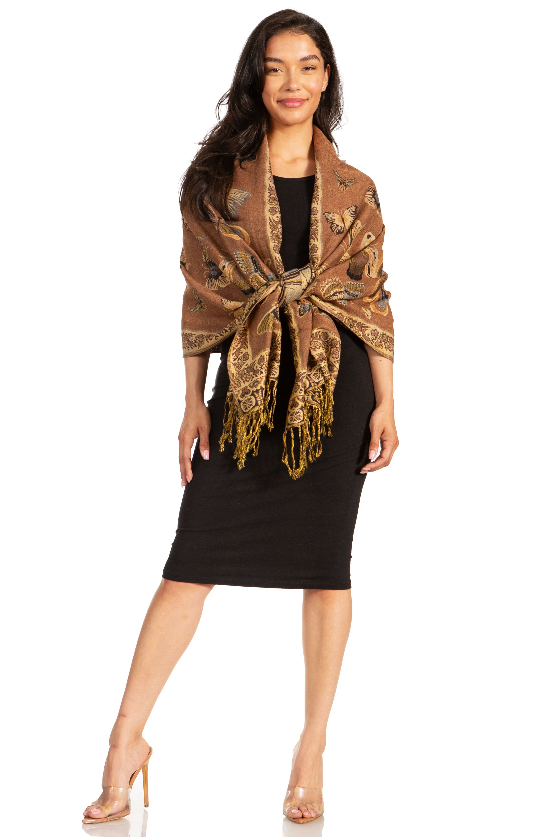 Sakkas Liua Long Wide Woven Patterned Design Multi Colored Pashmina Shawl / Scarf - Concordia Style Boutique
