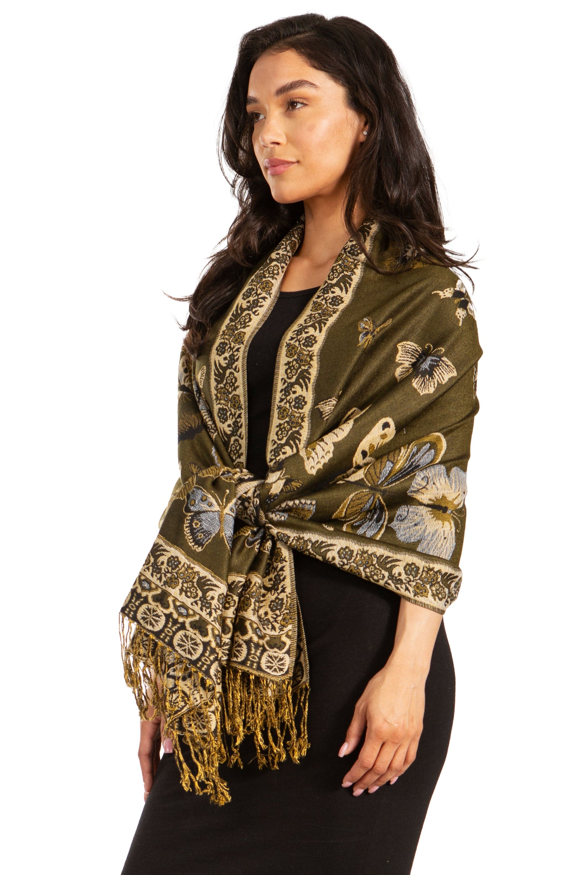 Sakkas Liua Long Wide Woven Patterned Design Multi Colored Pashmina Shawl / Scarf - Concordia Style Boutique