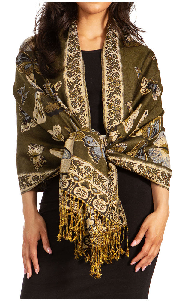 Sakkas Liua Long Wide Woven Patterned Design Multi Colored Pashmina Shawl / Scarf - Concordia Style Boutique