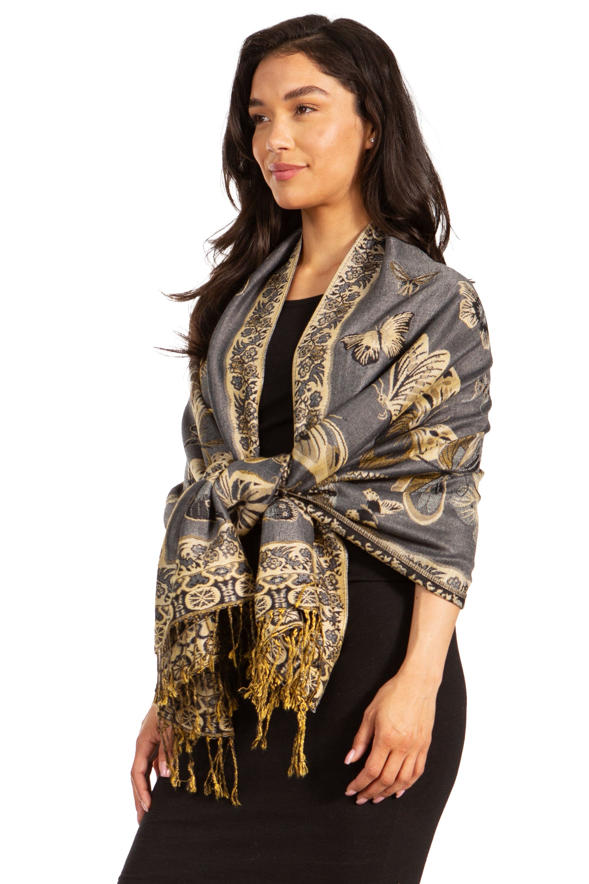 Sakkas Liua Long Wide Woven Patterned Design Multi Colored Pashmina Shawl / Scarf - Concordia Style Boutique