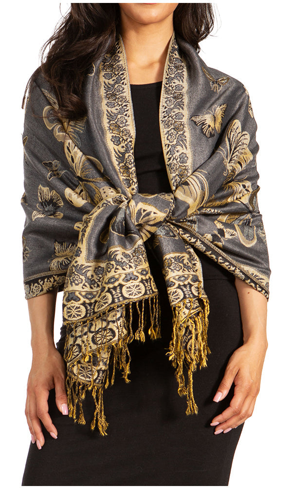 Sakkas Liua Long Wide Woven Patterned Design Multi Colored Pashmina Shawl / Scarf - Concordia Style Boutique