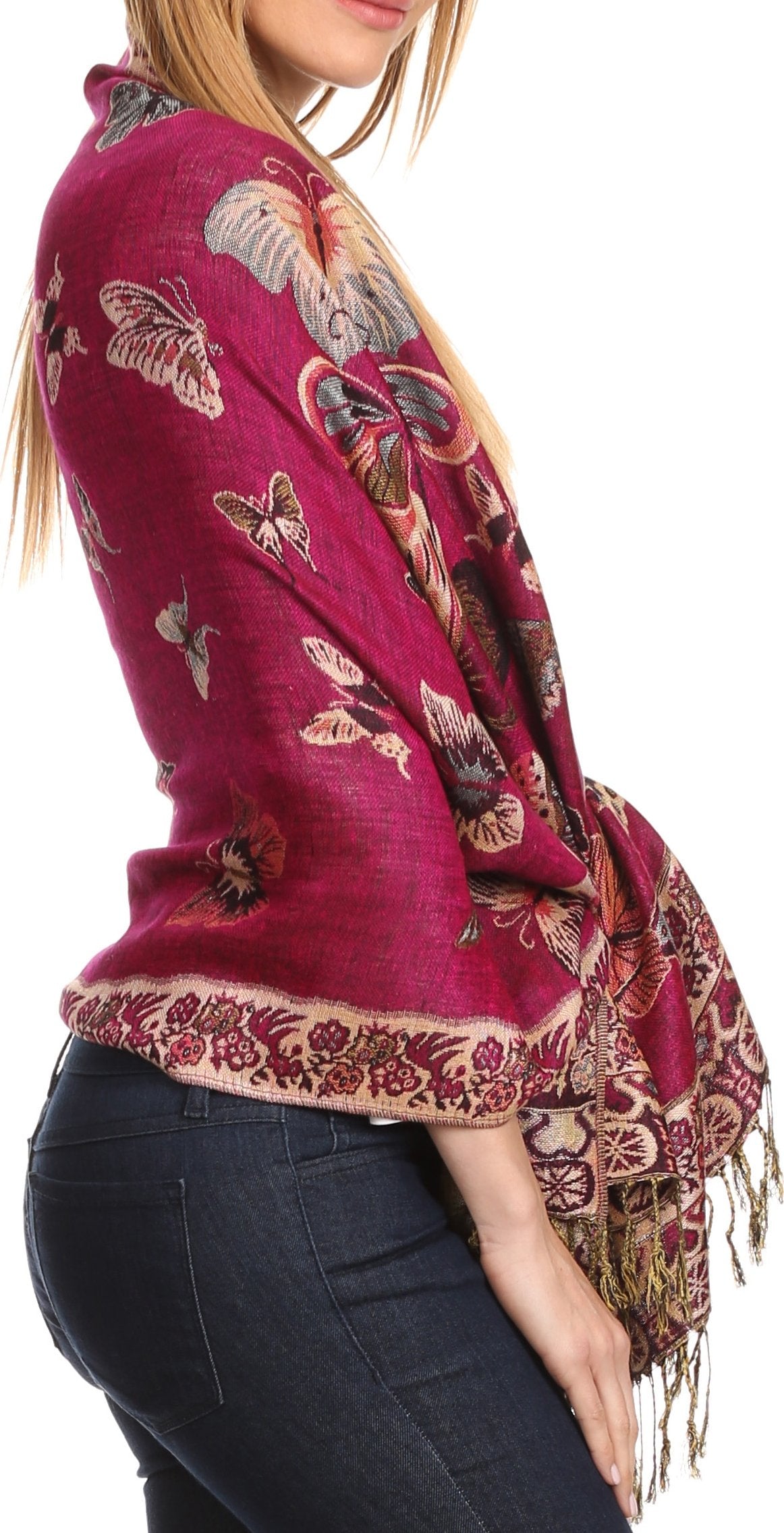 Sakkas Liua Long Wide Woven Patterned Design Multi Colored Pashmina Shawl / Scarf - Concordia Style Boutique
