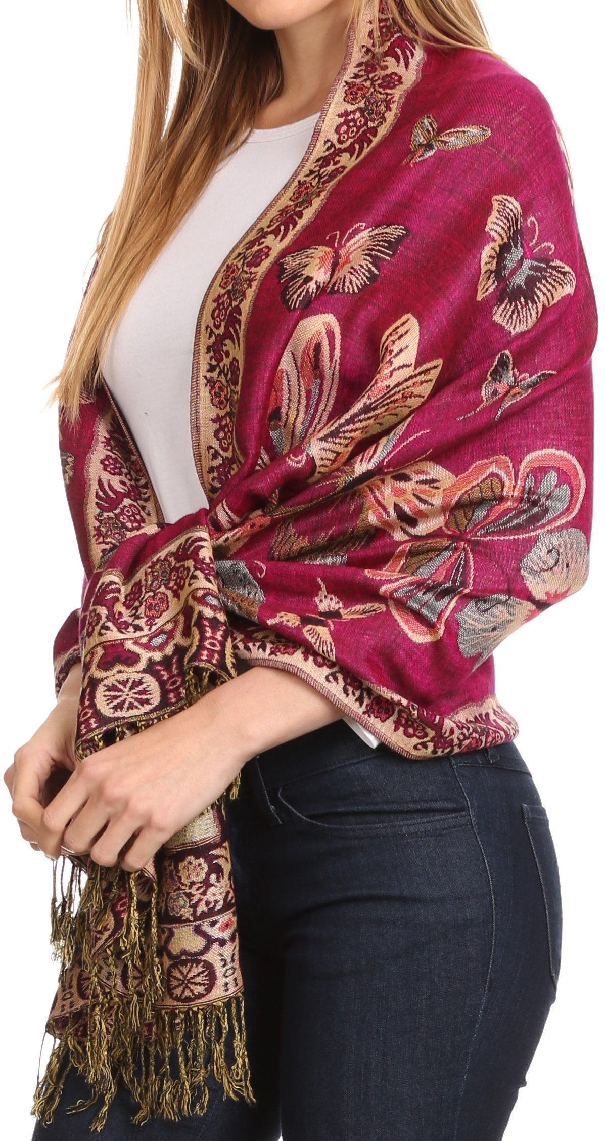 Sakkas Liua Long Wide Woven Patterned Design Multi Colored Pashmina Shawl / Scarf - Concordia Style Boutique