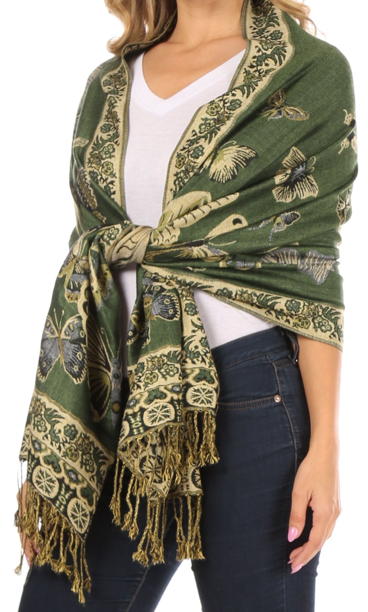 Sakkas Liua Long Wide Woven Patterned Design Multi Colored Pashmina Shawl / Scarf - Concordia Style Boutique