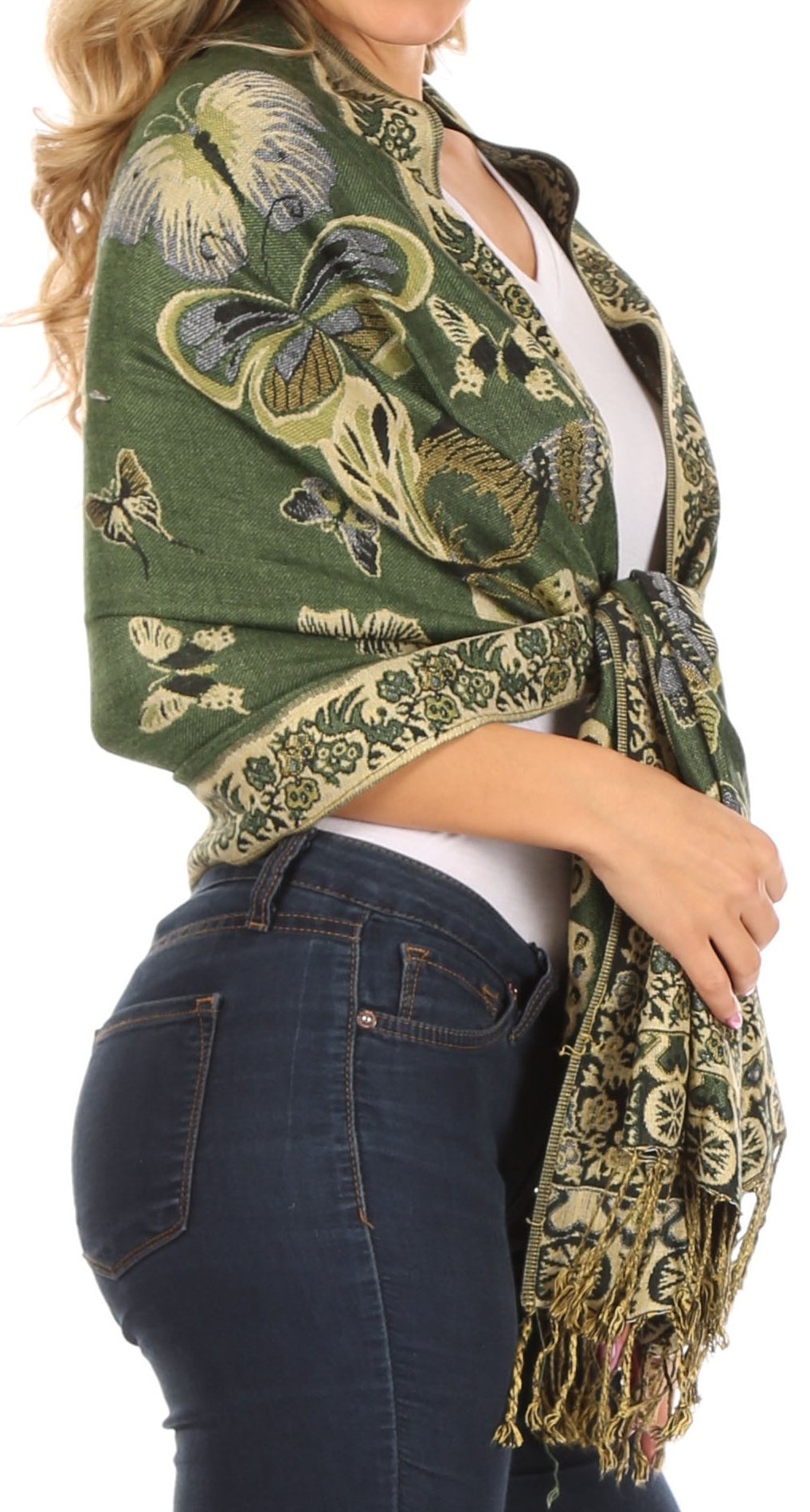 Sakkas Liua Long Wide Woven Patterned Design Multi Colored Pashmina Shawl / Scarf - Concordia Style Boutique