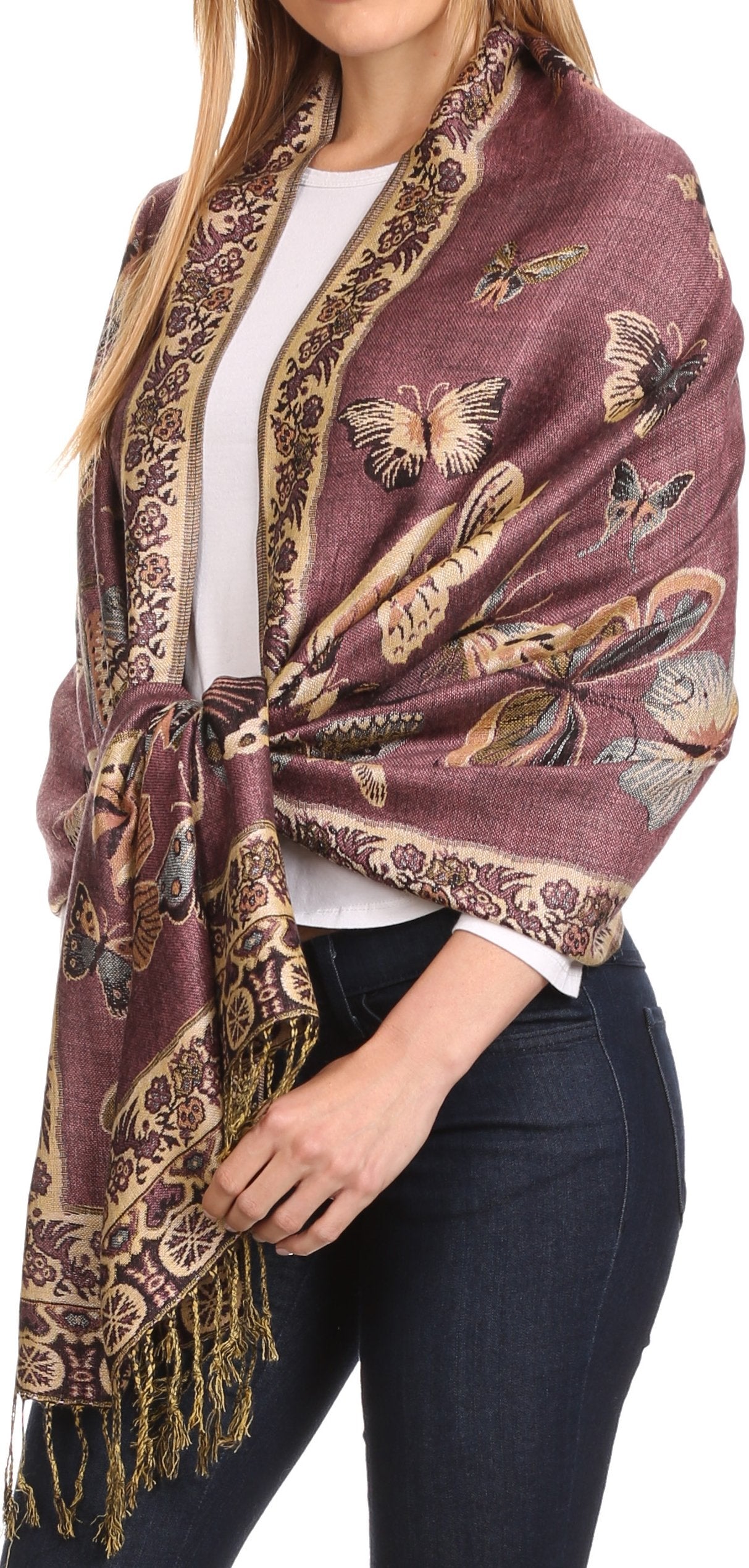 Sakkas Liua Long Wide Woven Patterned Design Multi Colored Pashmina Shawl / Scarf - Concordia Style Boutique