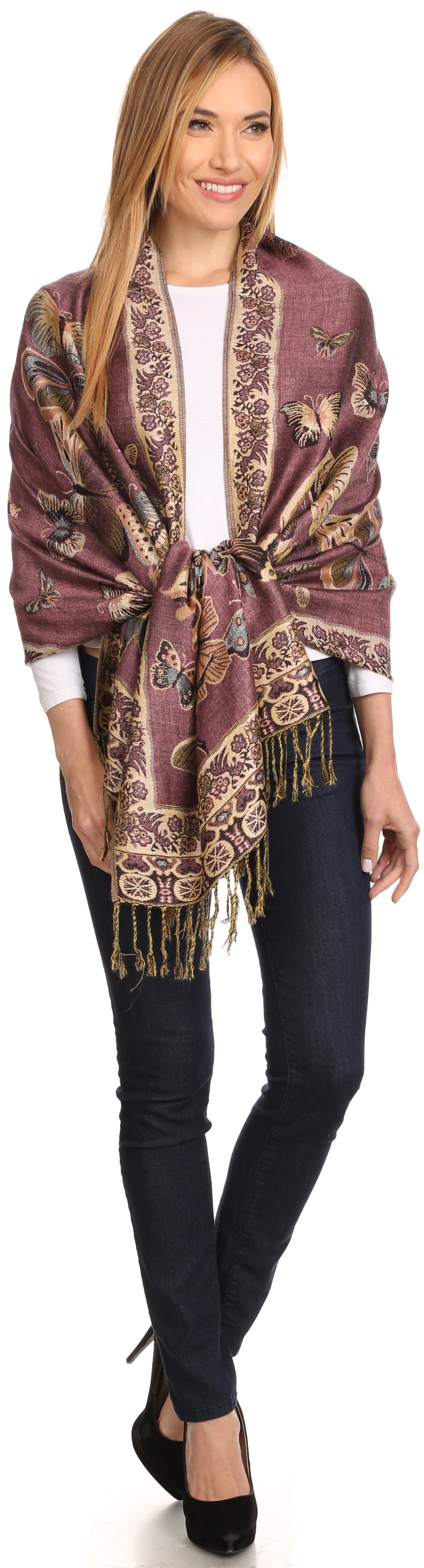Sakkas Liua Long Wide Woven Patterned Design Multi Colored Pashmina Shawl / Scarf - Concordia Style Boutique