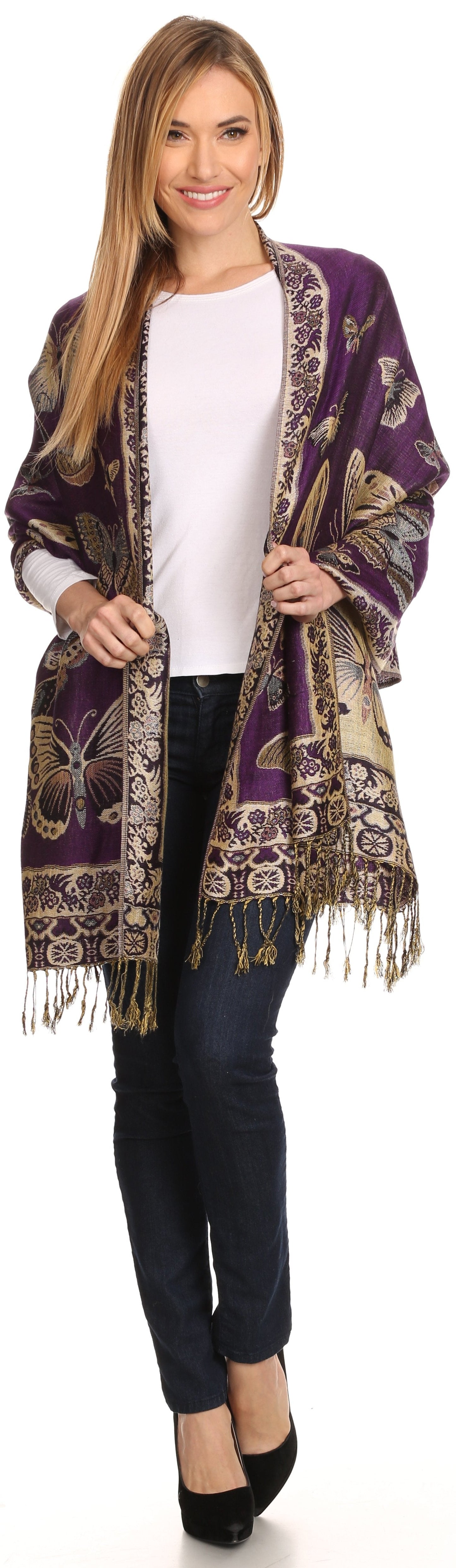 Sakkas Liua Long Wide Woven Patterned Design Multi Colored Pashmina Shawl / Scarf - Concordia Style Boutique