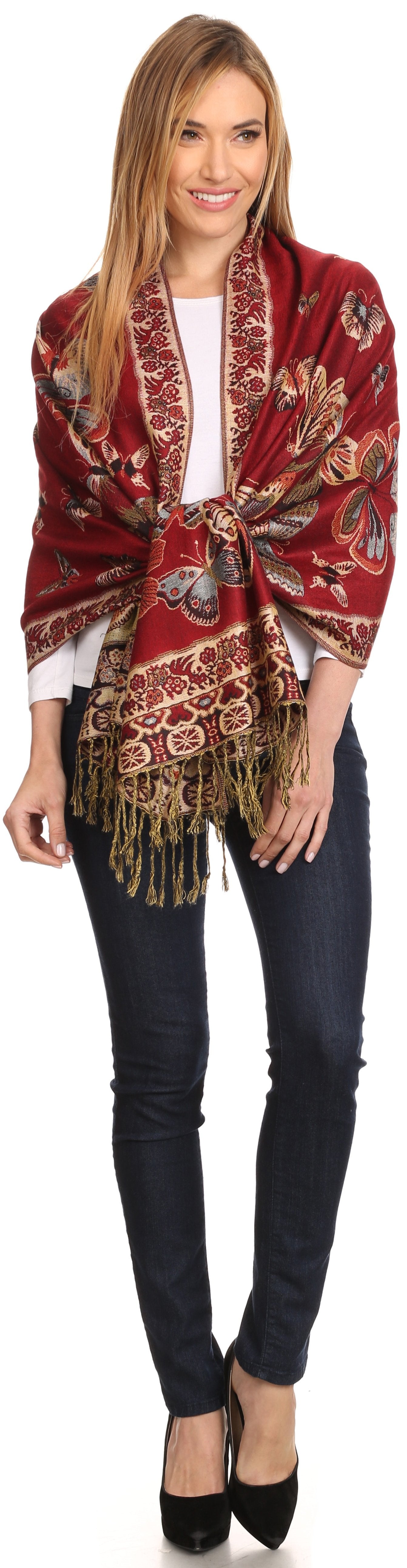 Sakkas Liua Long Wide Woven Patterned Design Multi Colored Pashmina Shawl / Scarf - Concordia Style Boutique